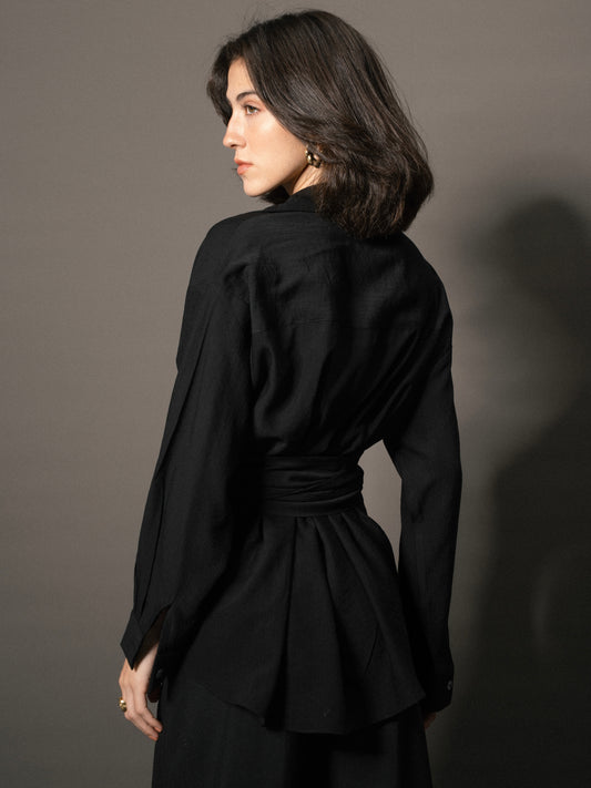 Ray Wrap Shirt in Black
