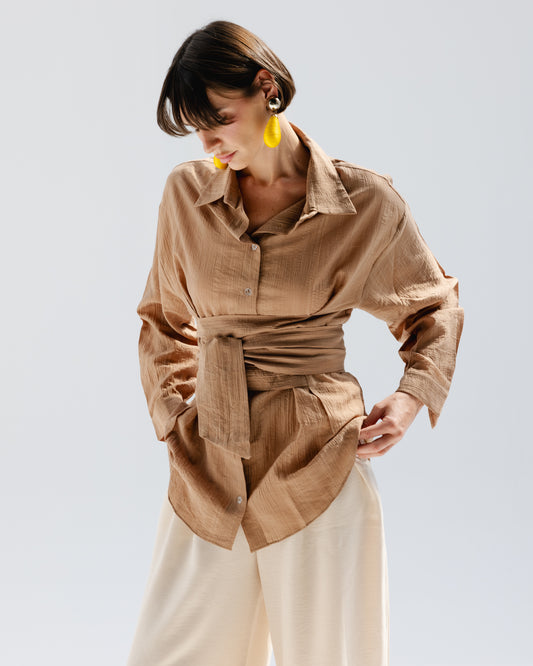 Ray Wrap Shirt in Cafe