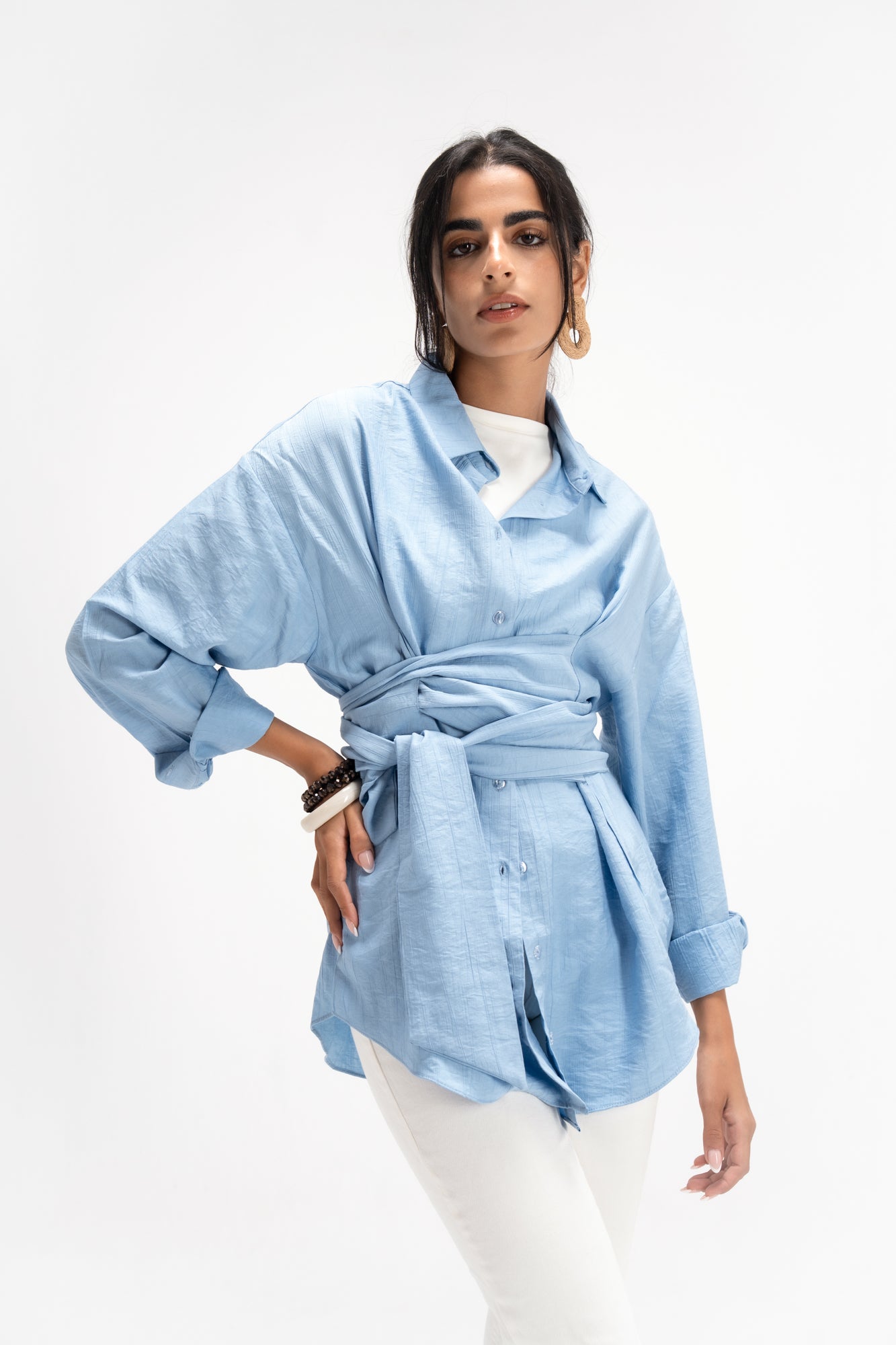 Ray Wrap Shirt in Baby Blue