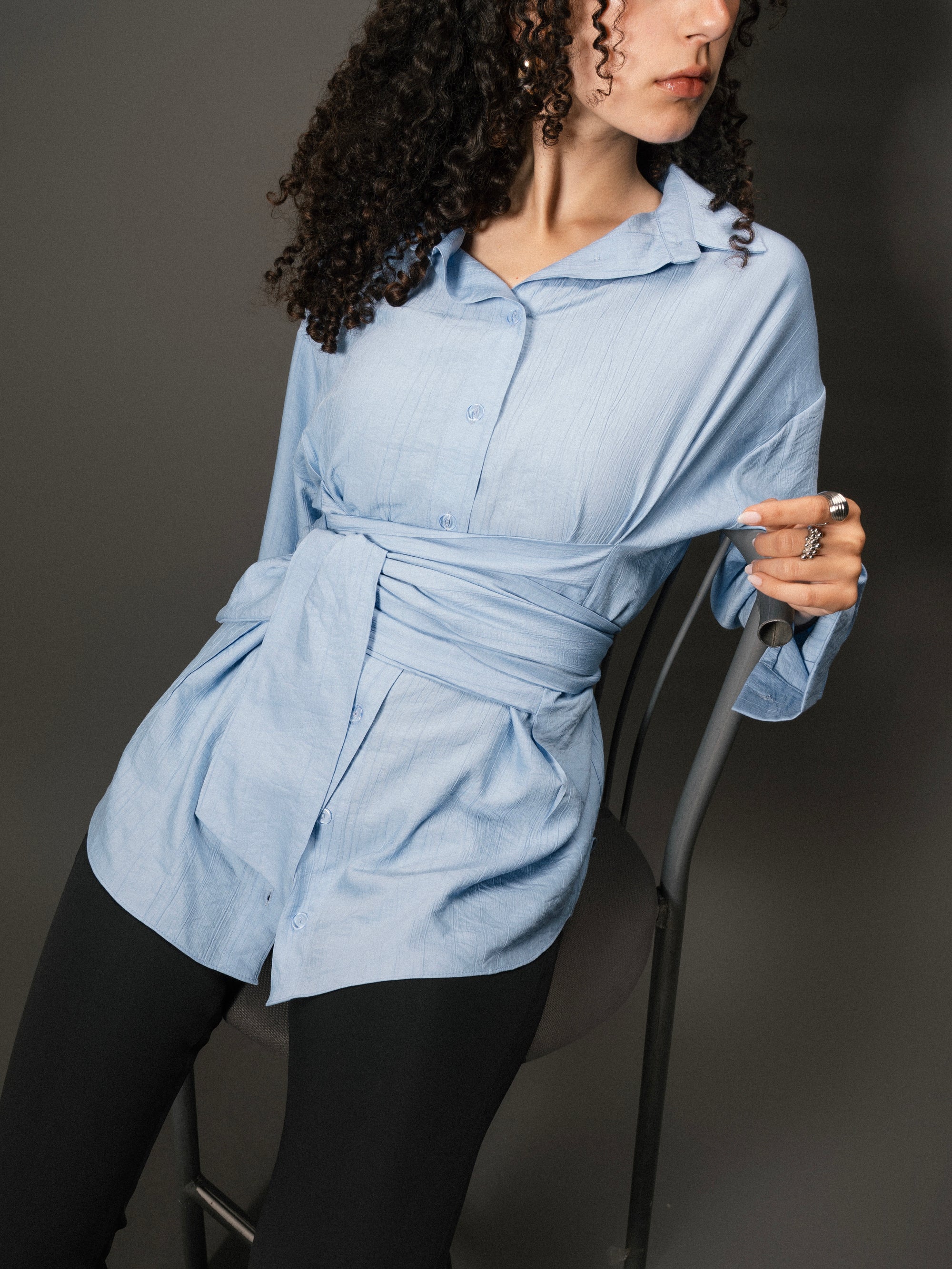 Ray Wrap Shirt in Baby Blue
