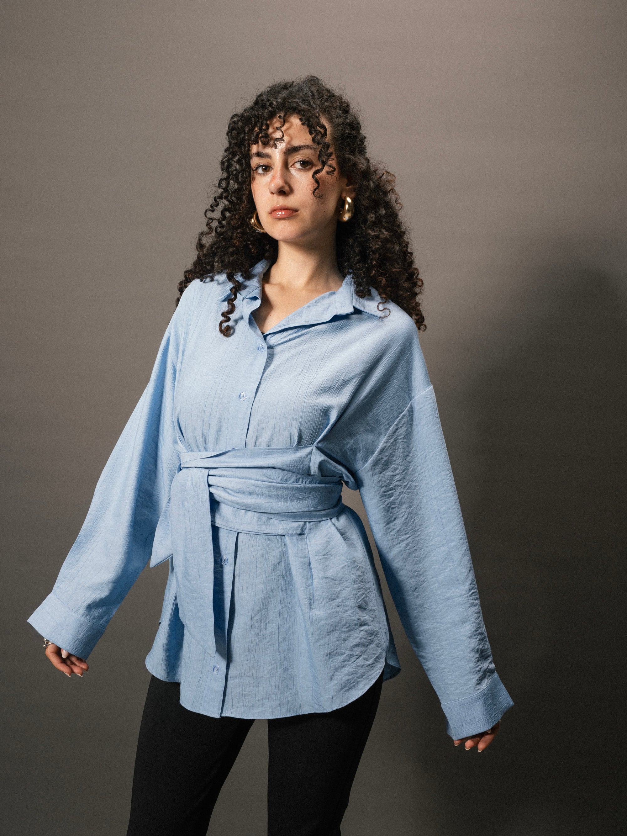 Ray Wrap Shirt in Baby Blue
