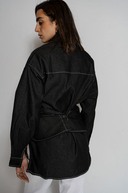 Gusty Denim Cross Shirt in Black