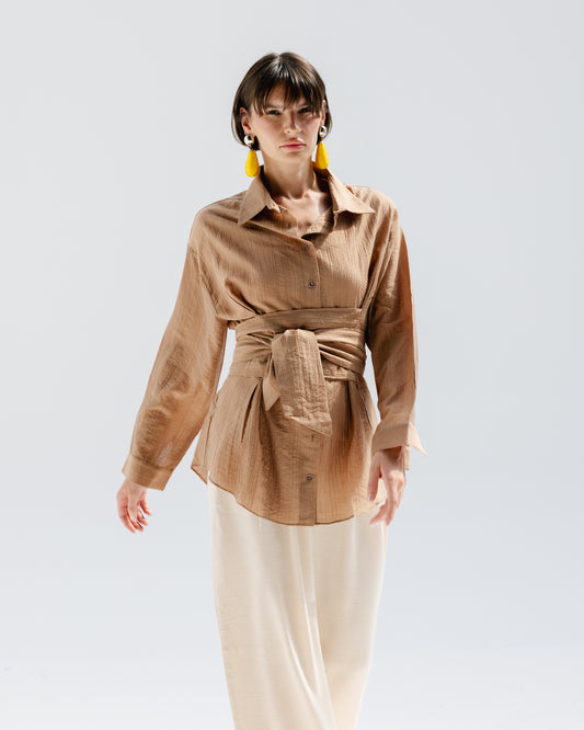 Ray Wrap Shirt in Cafe
