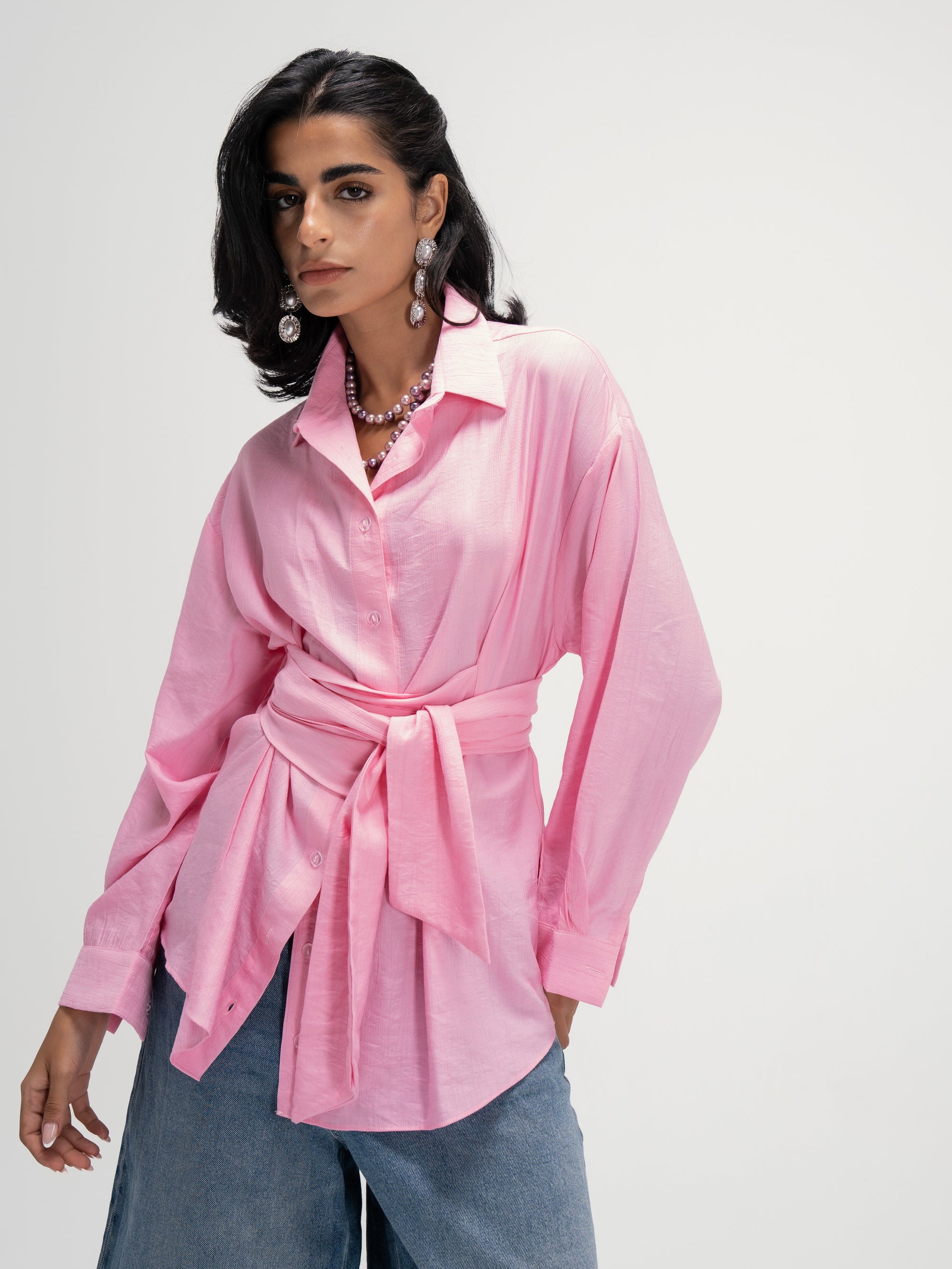 Ray Wrap Shirt in Pink