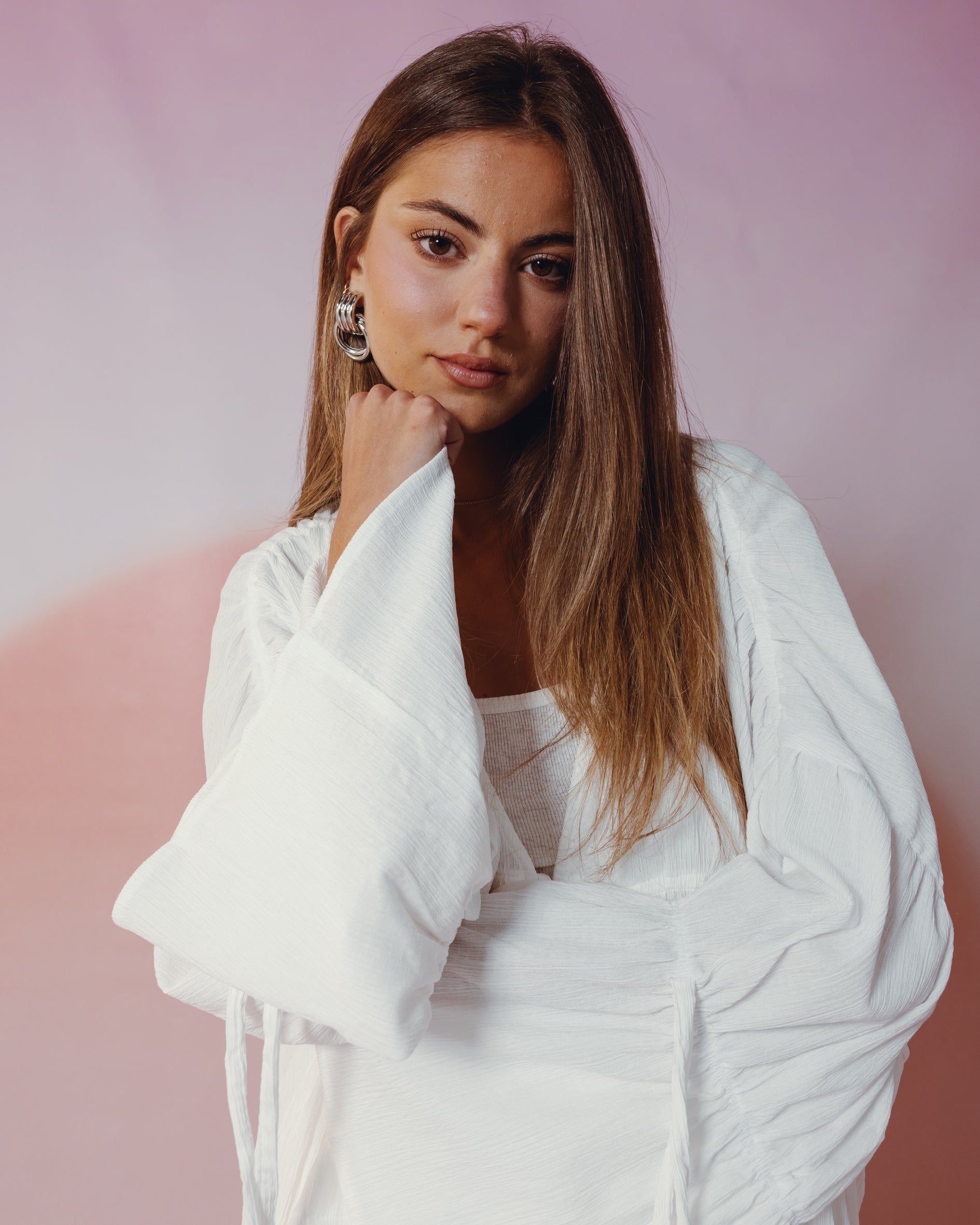 Lilly Duffle Top in White