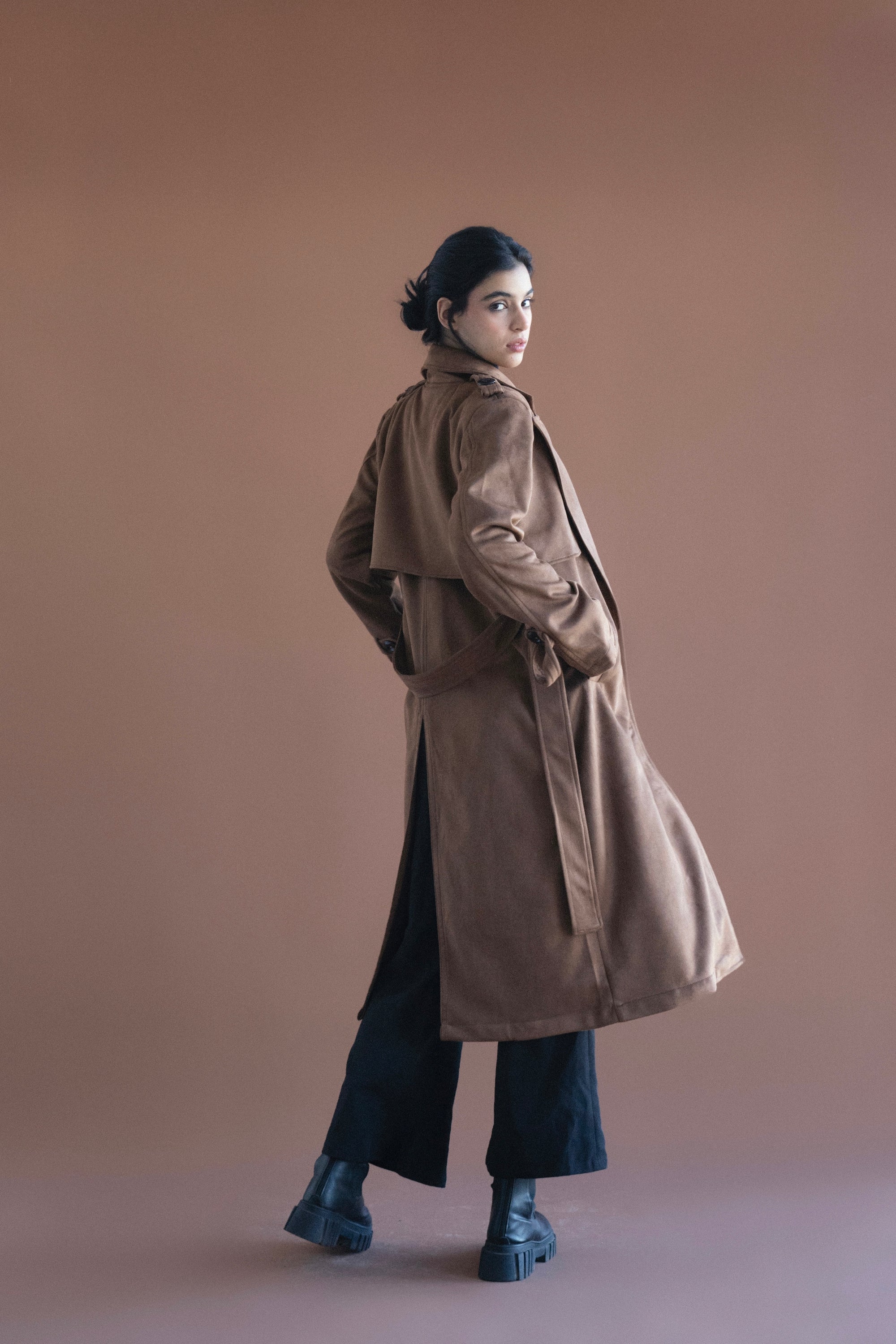 Ash Suede Coat in Brown