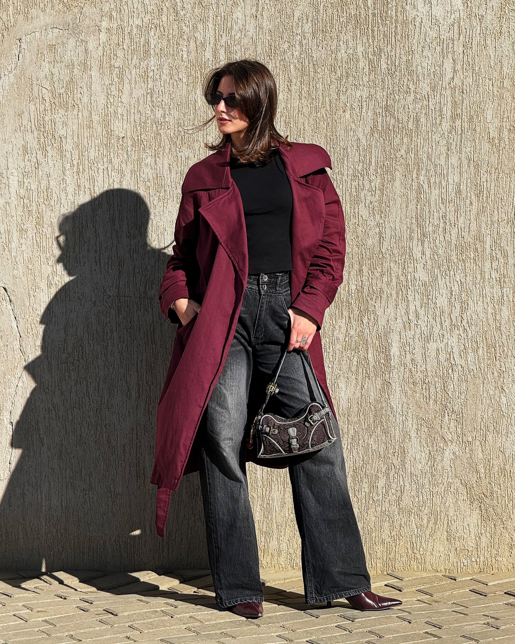 Classic Trench Coat in Burgundy