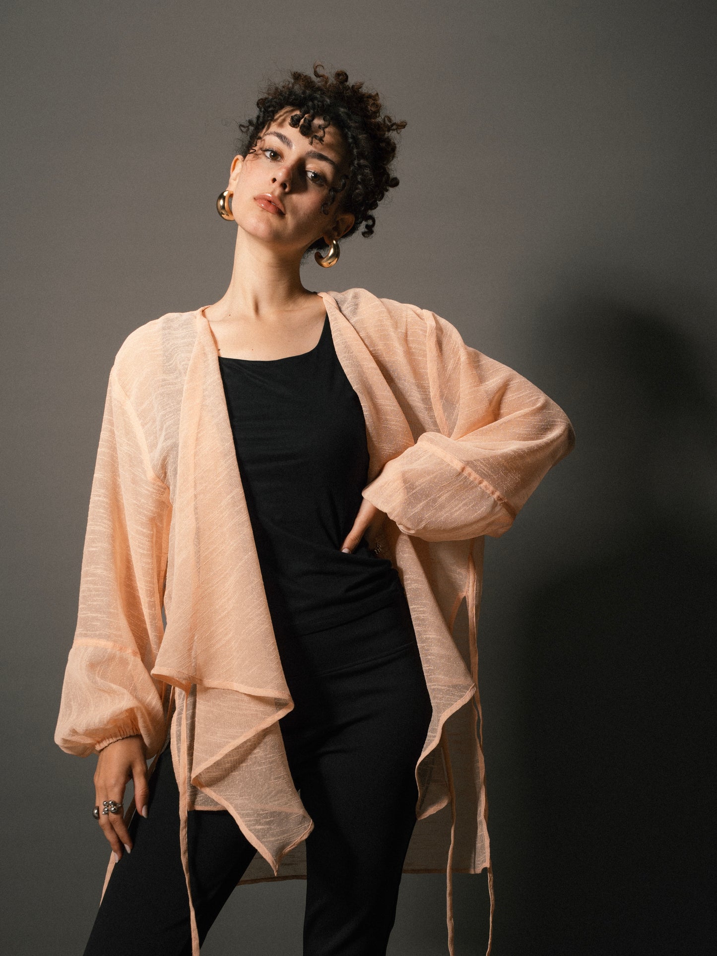 Linen Cross Top in Peach