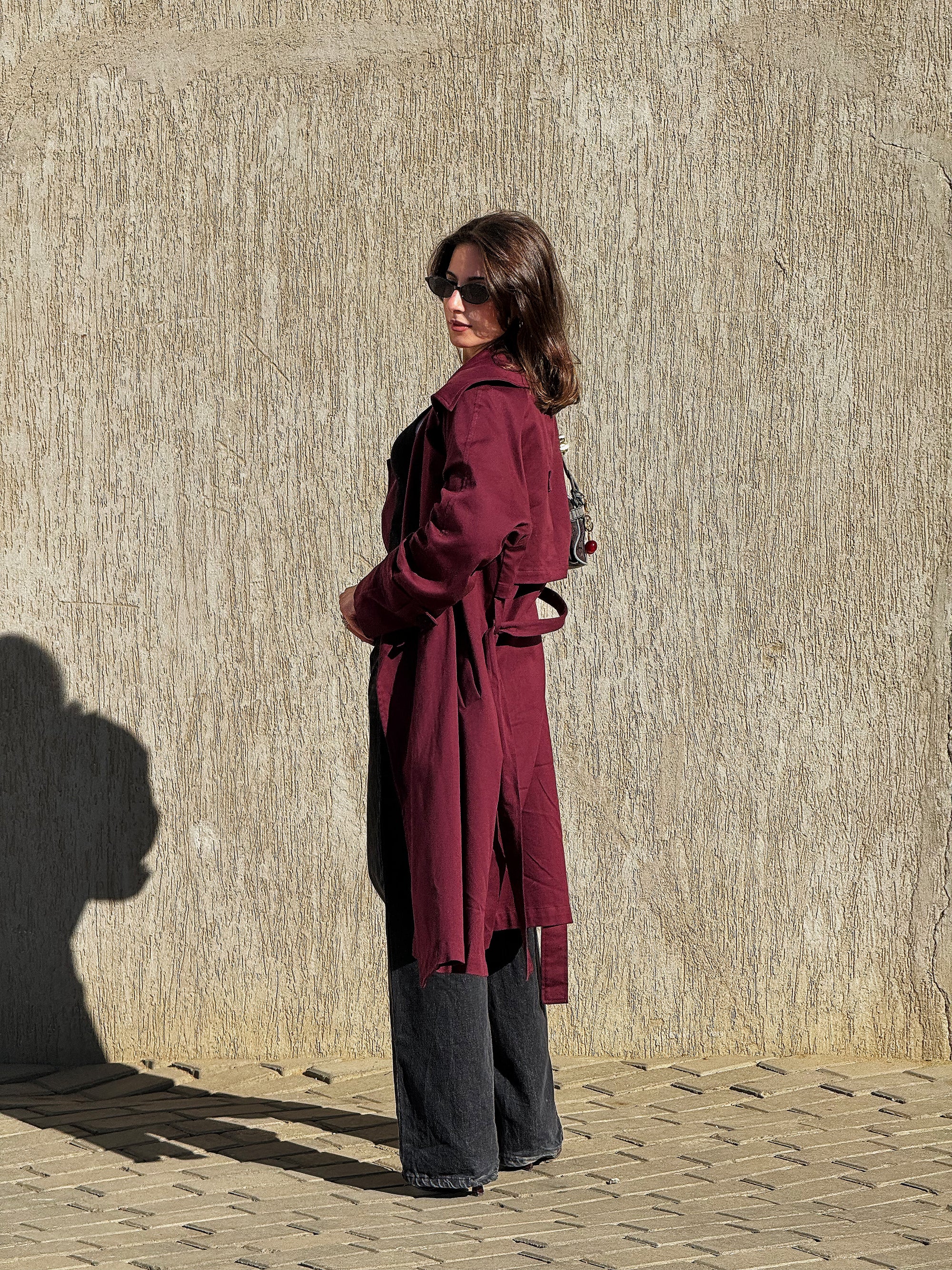 Classic Trench Coat in Burgundy