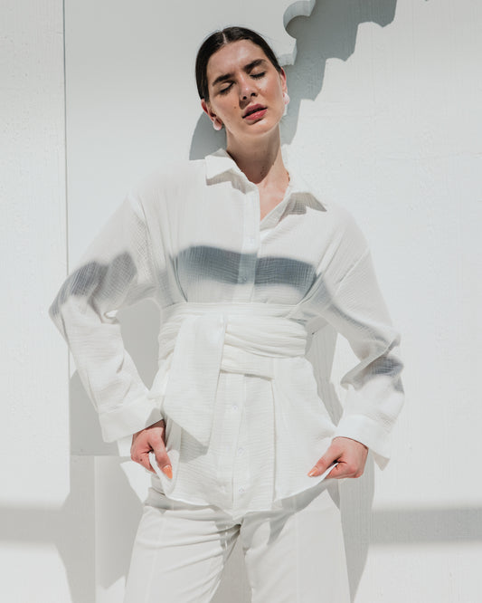 Prickly Wrap Shirt in White