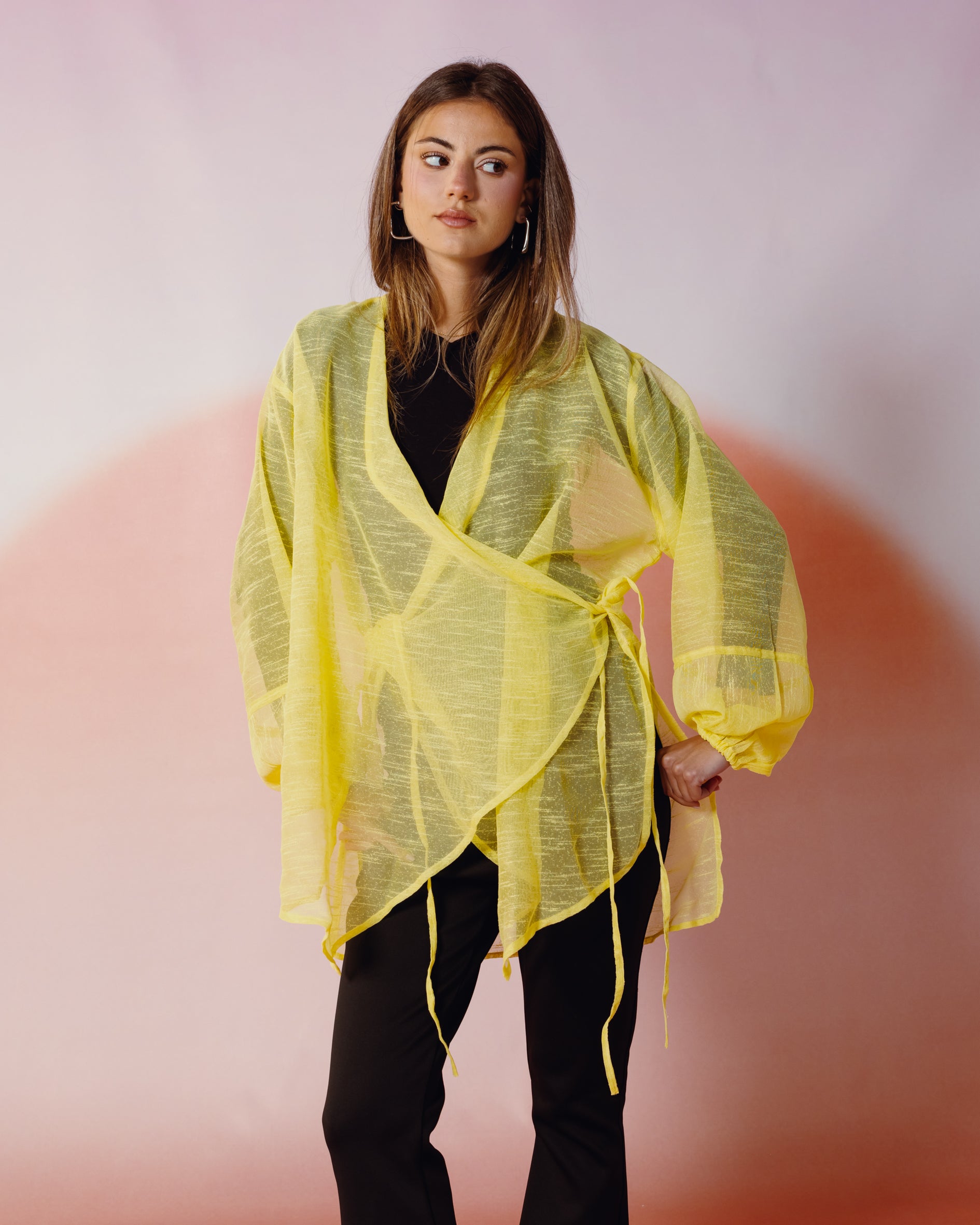 Linen Cross Top in Yellow