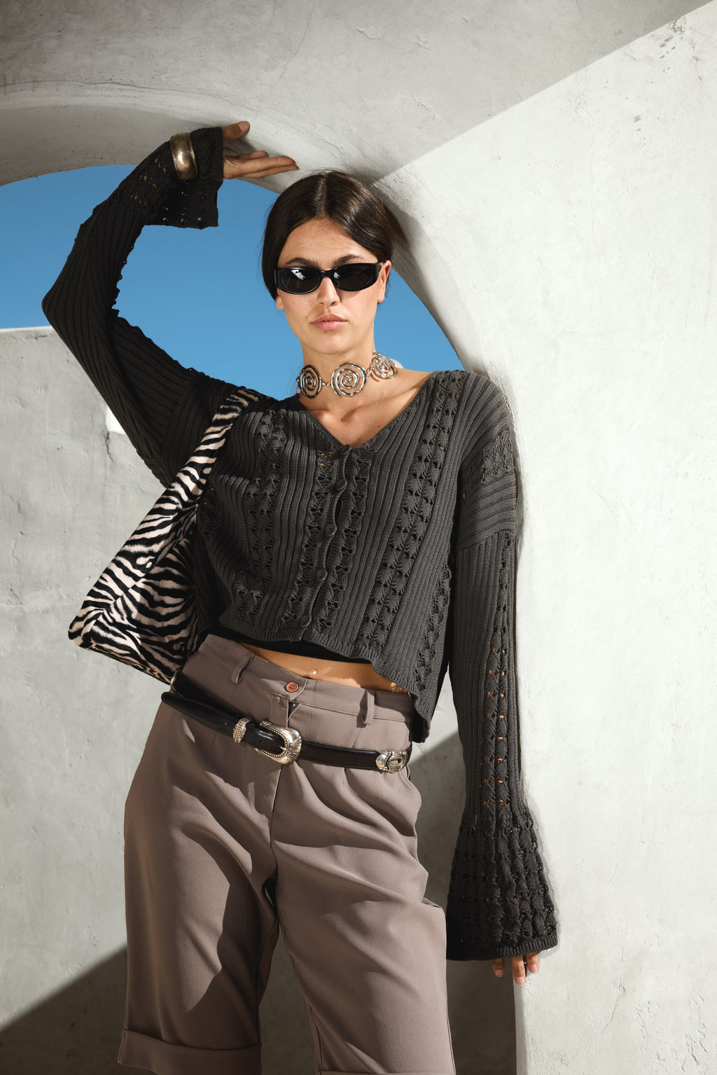 Cropped Petalis in Olive