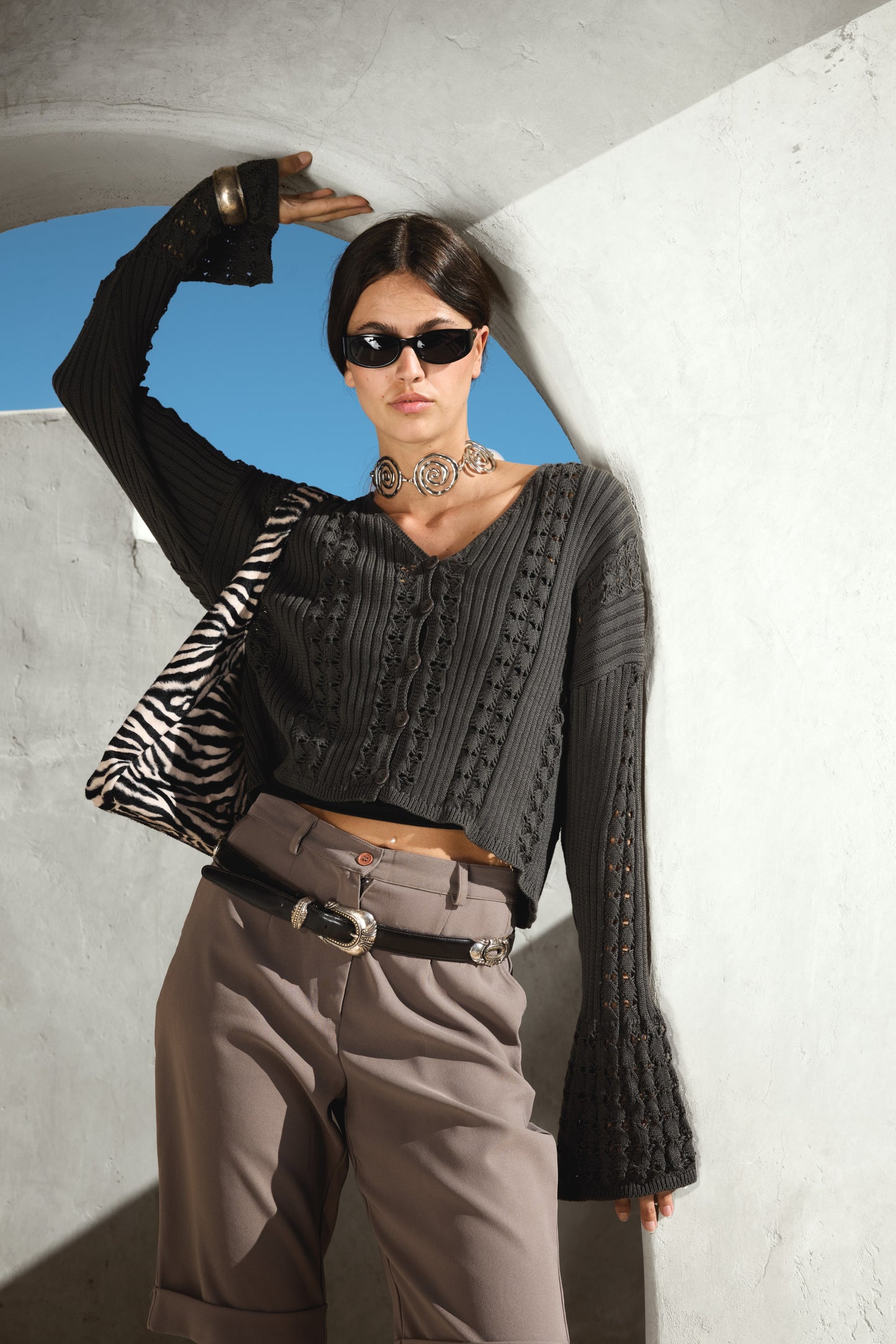 Cropped Petalis in Olive