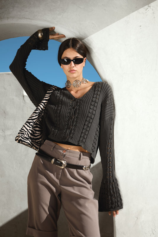 Cropped Petalis in Olive