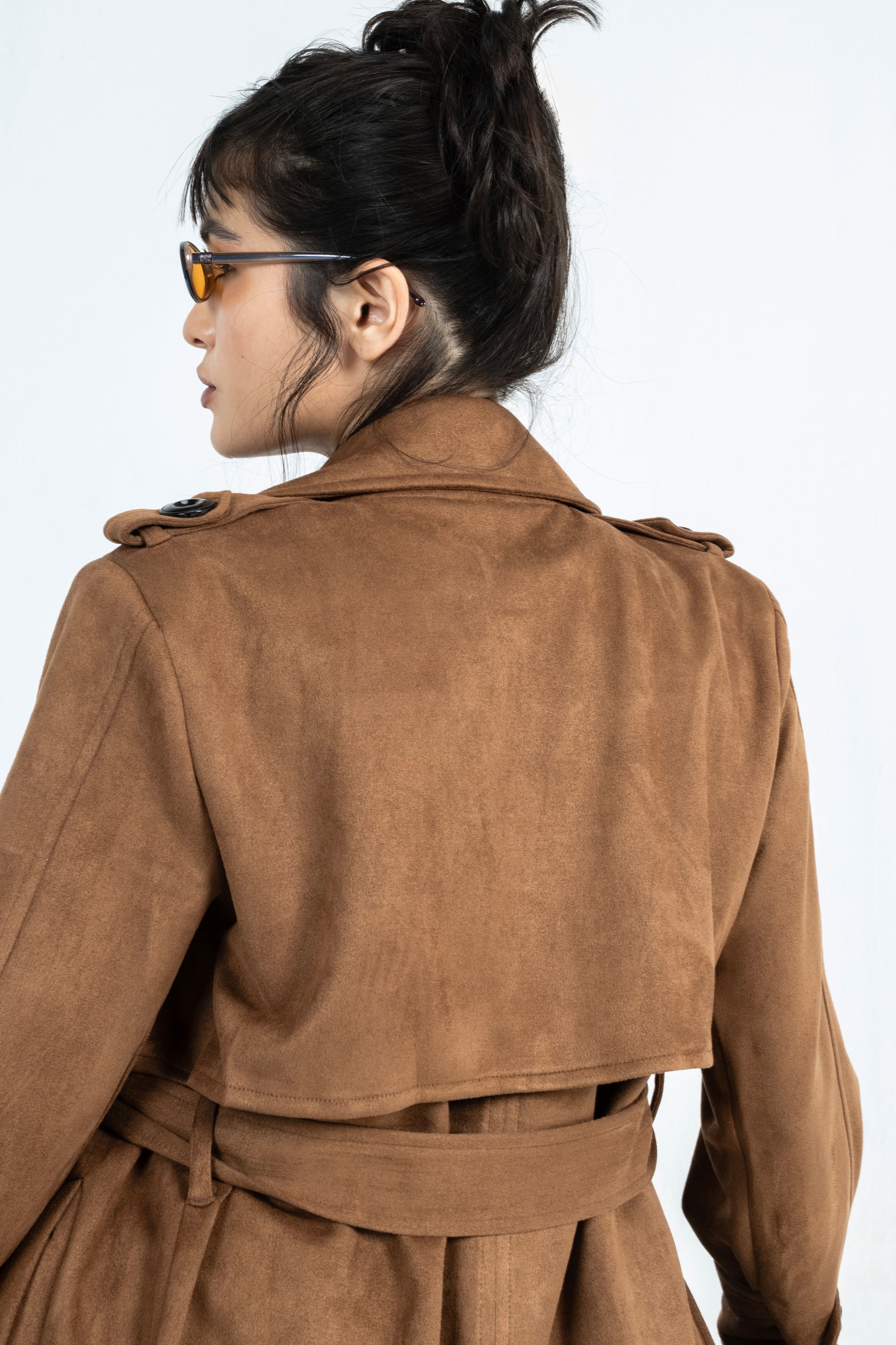Ash Suede Coat in Brown