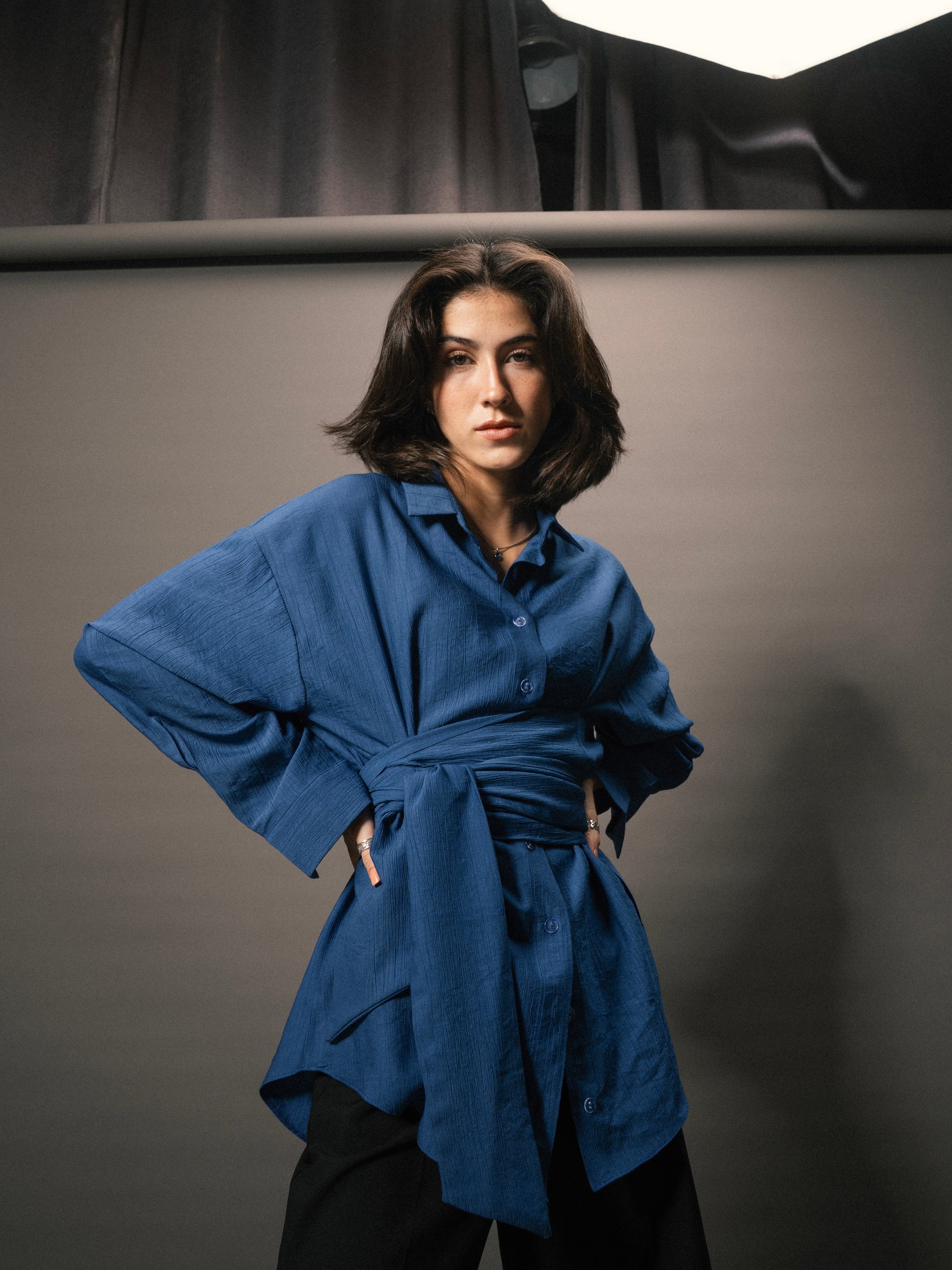 Ray Wrap Shirt in Dark Blue