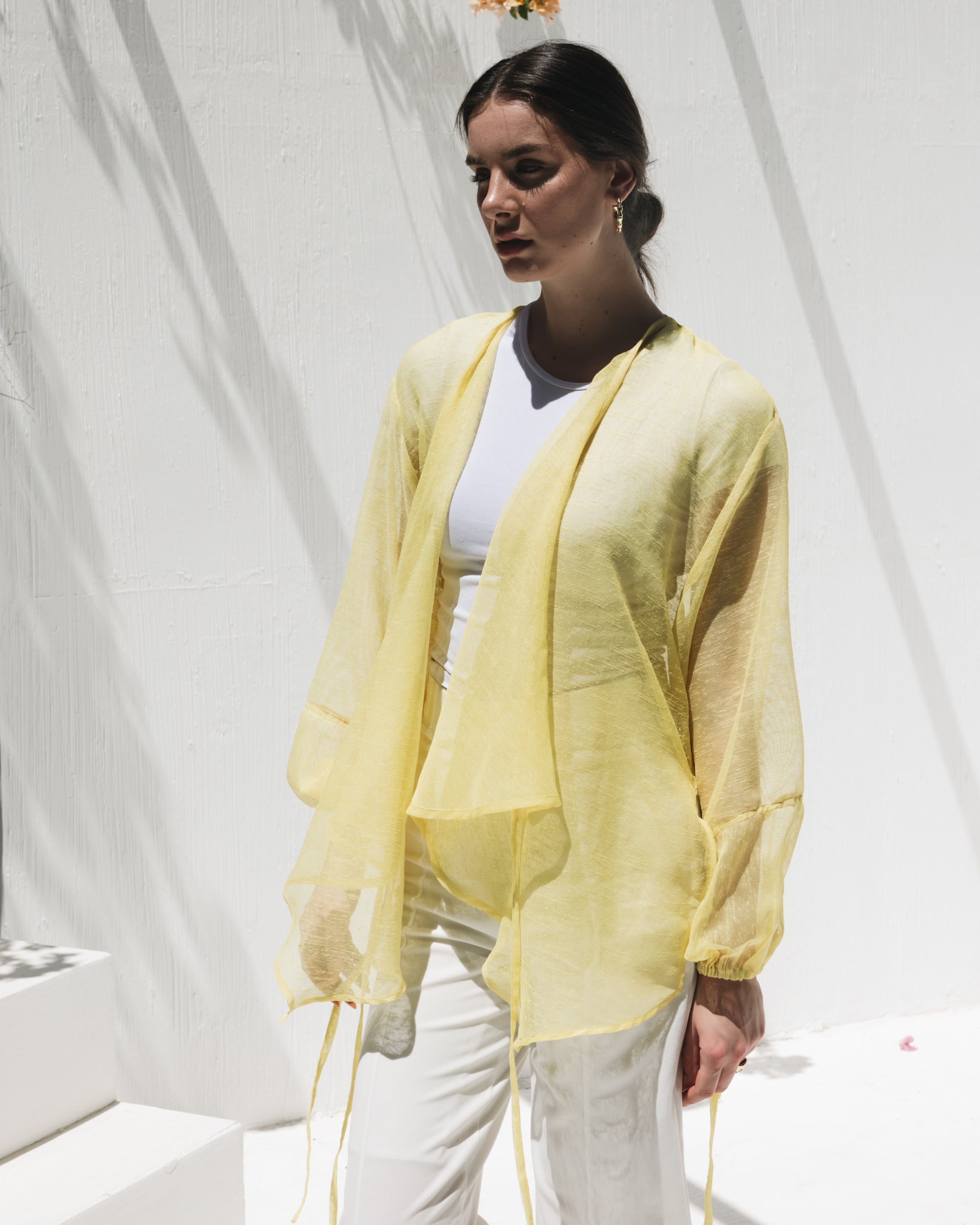 Sunrise Linen Cross Top in Yellow