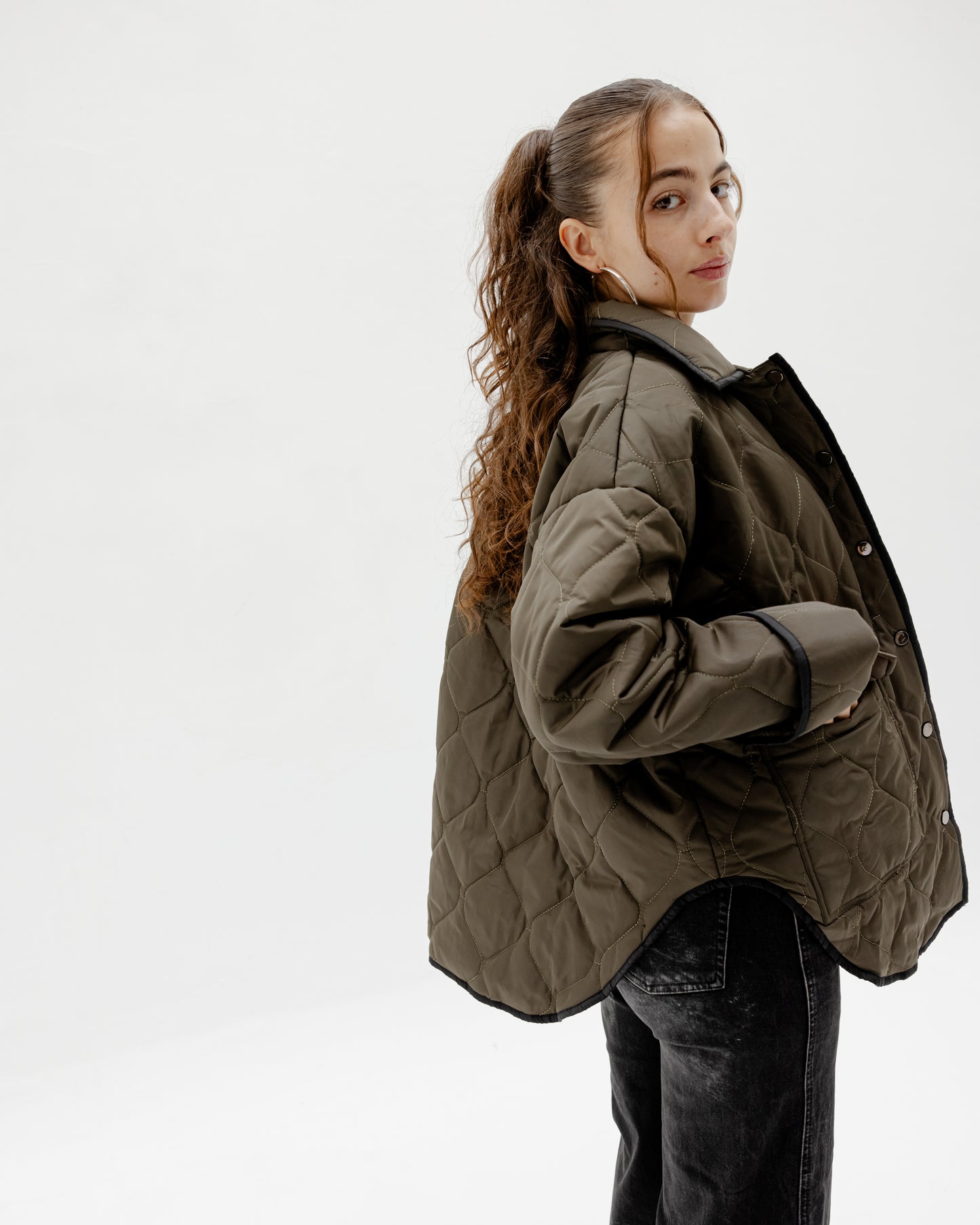 Cider Puffer Jacket in Olive Green