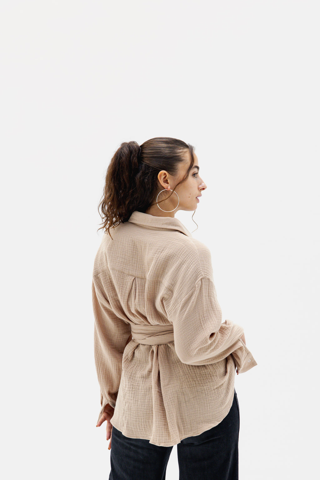 Prickly Wrap Shirt in Beige