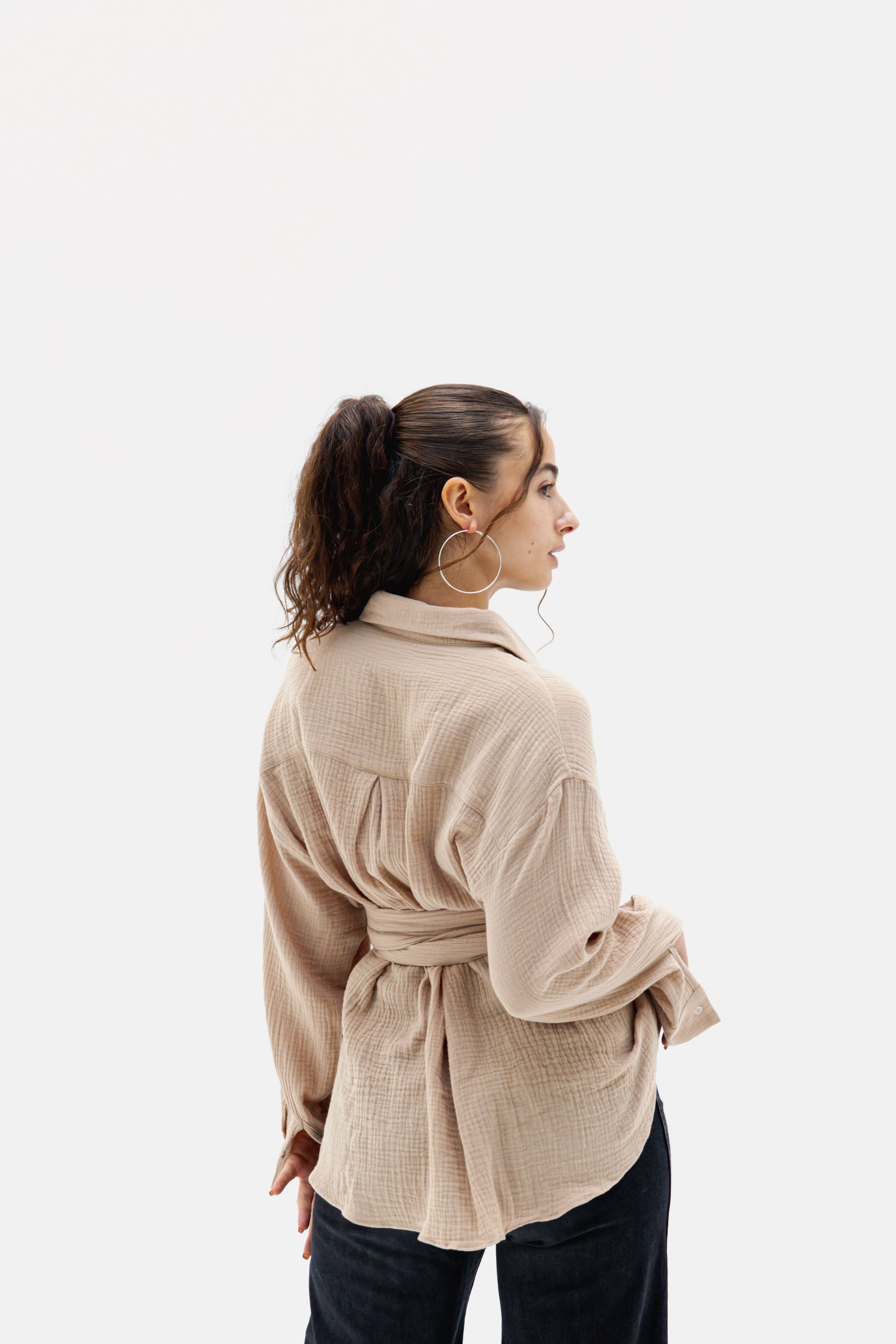 Prickly Wrap Shirt in Beige