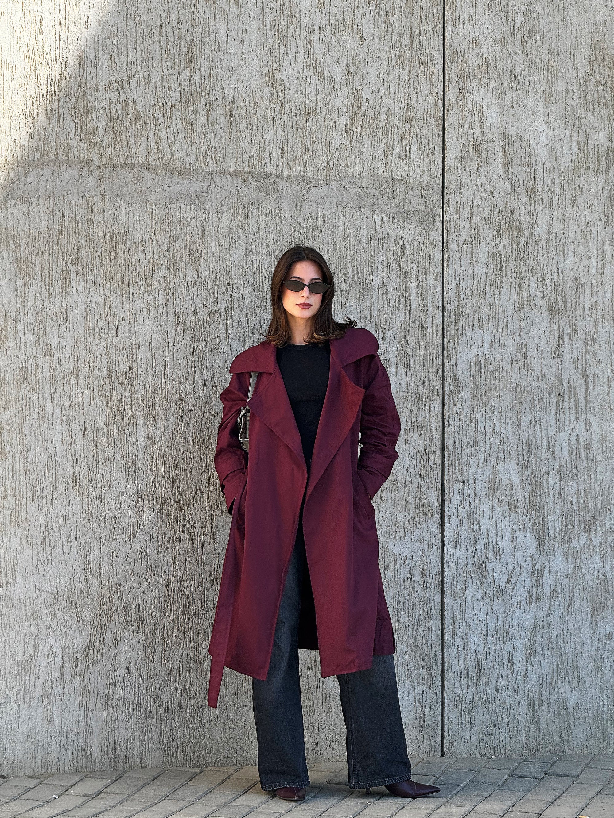 Classic Trench Coat in Burgundy