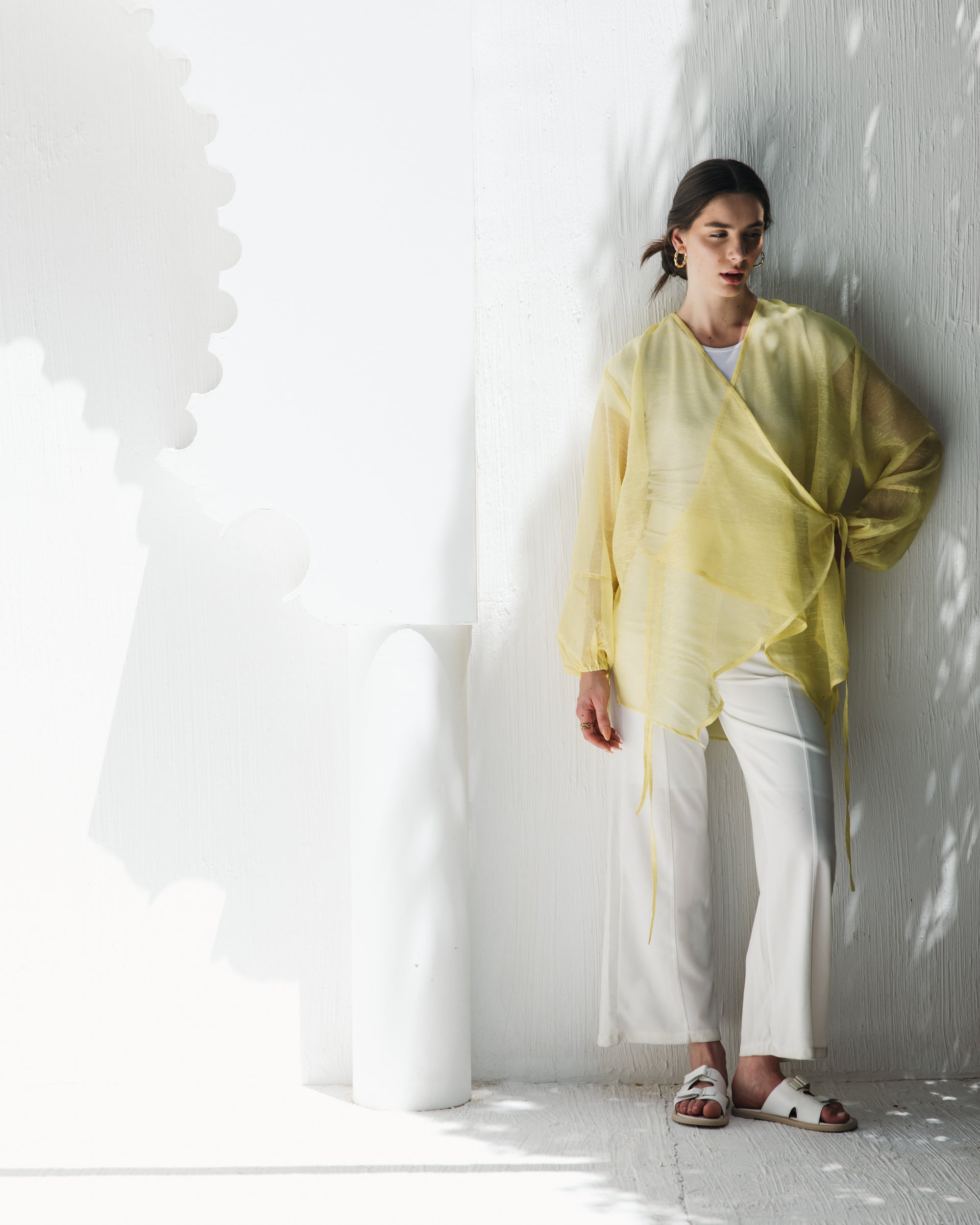 Sunrise Linen Cross Top in Yellow