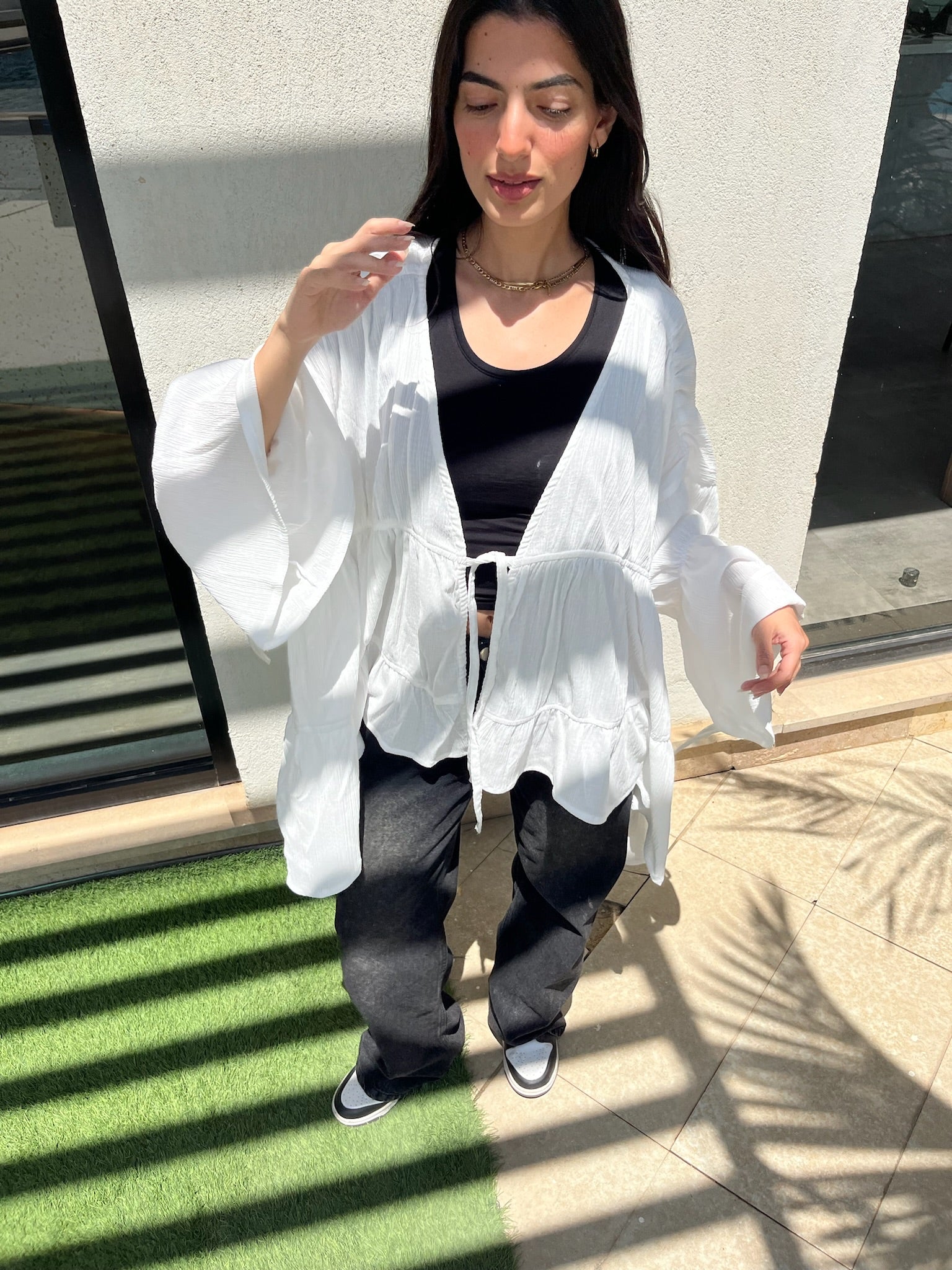 Lilly Duffle Top in White
