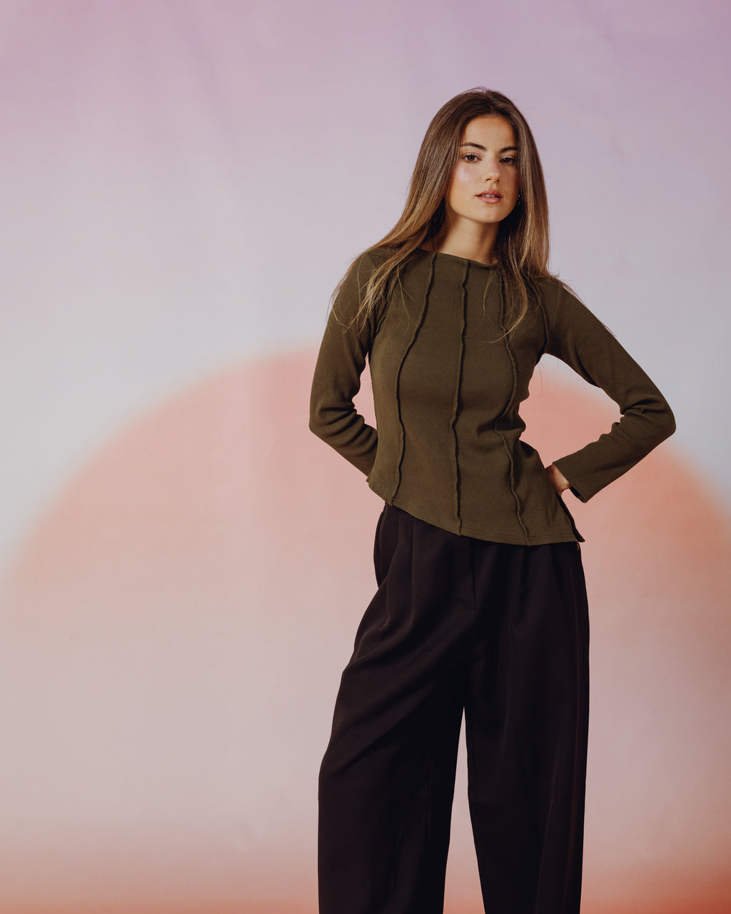 Russet Top in Olive Green