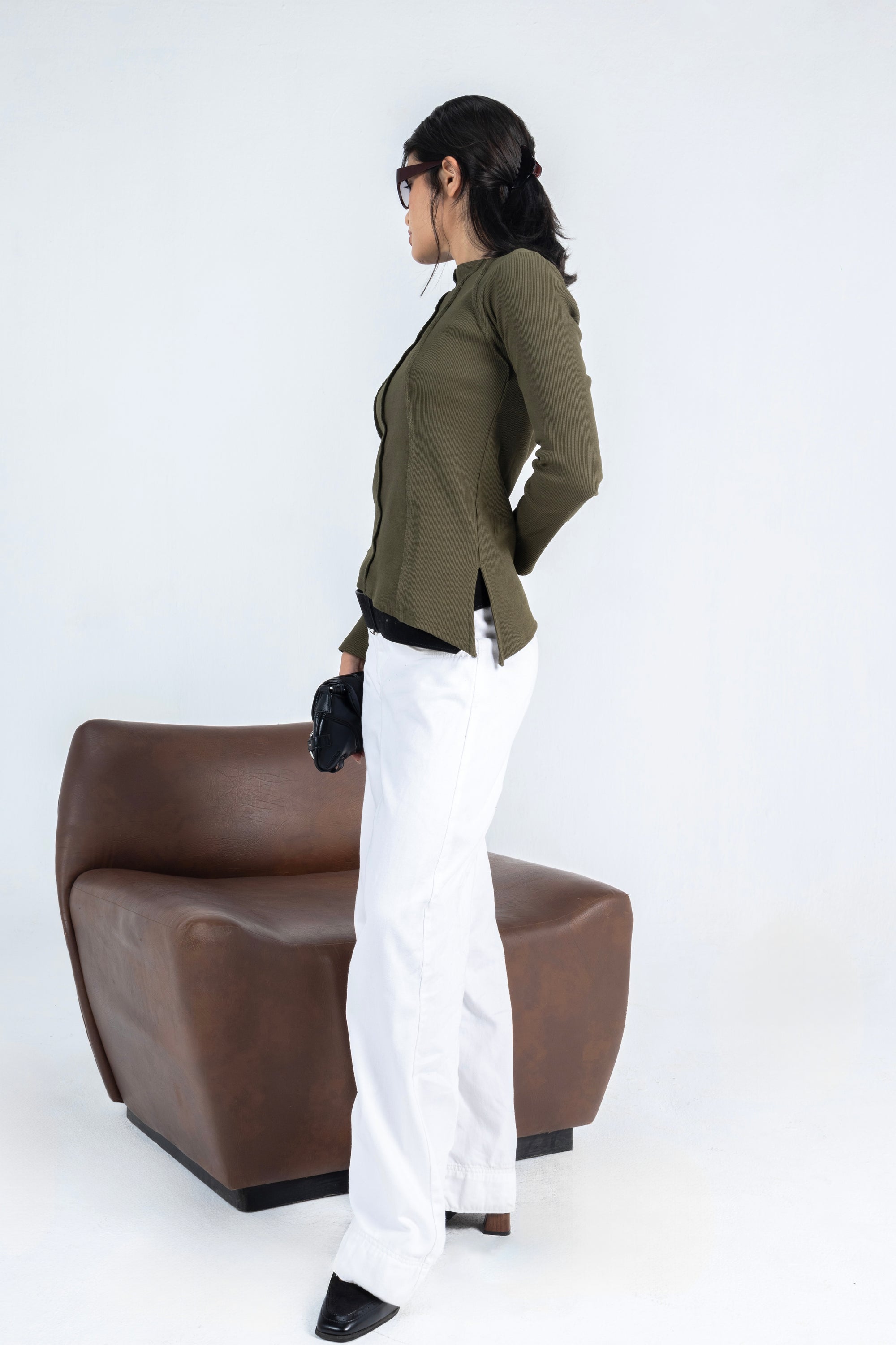 Russet Top in Olive Green