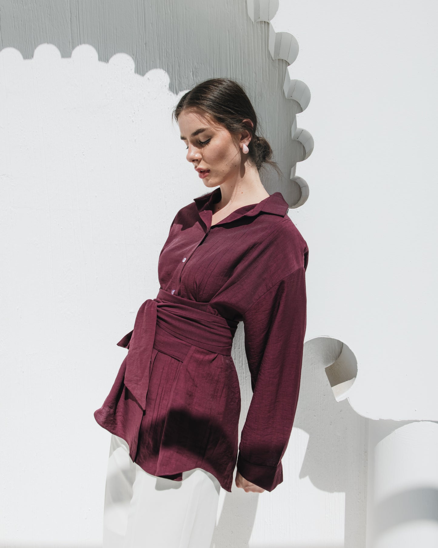 Ray Wrap Shirt in Burgandy