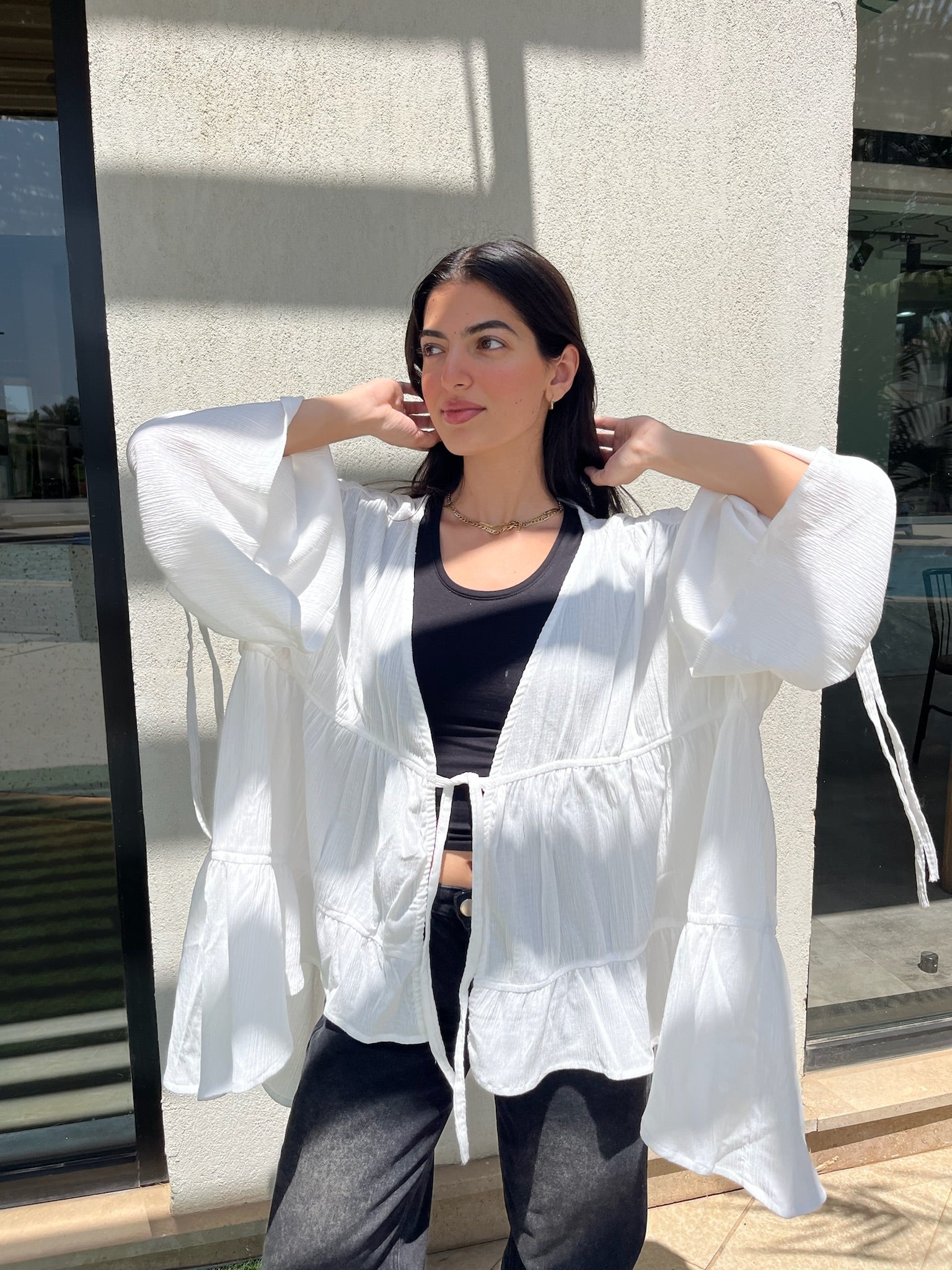 Lilly Duffle Top in White