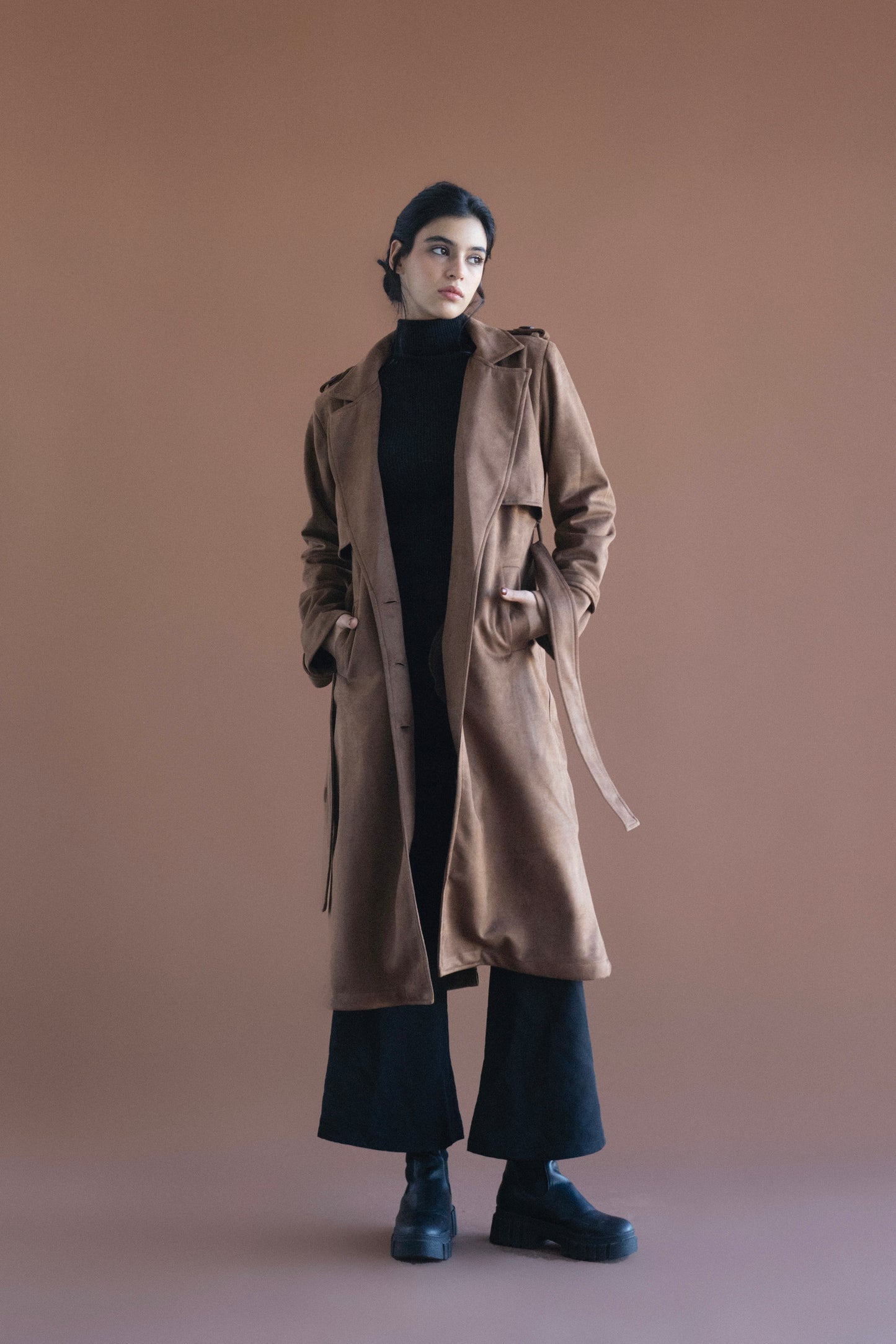 Ash Suede Coat in Brown