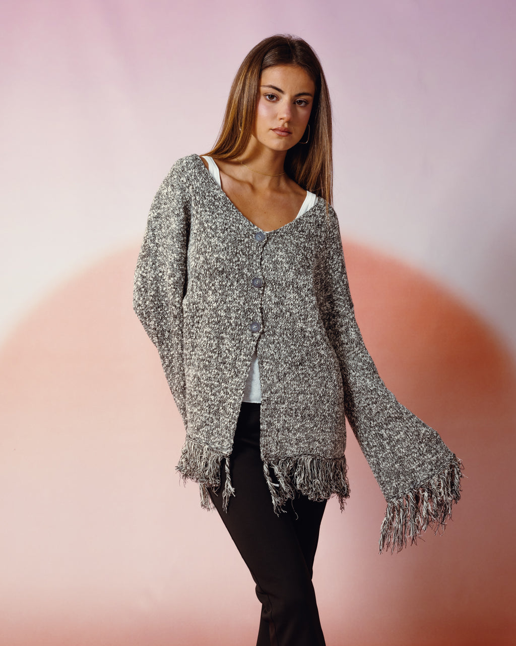 Sunrise Fringes Knit Cardiagn