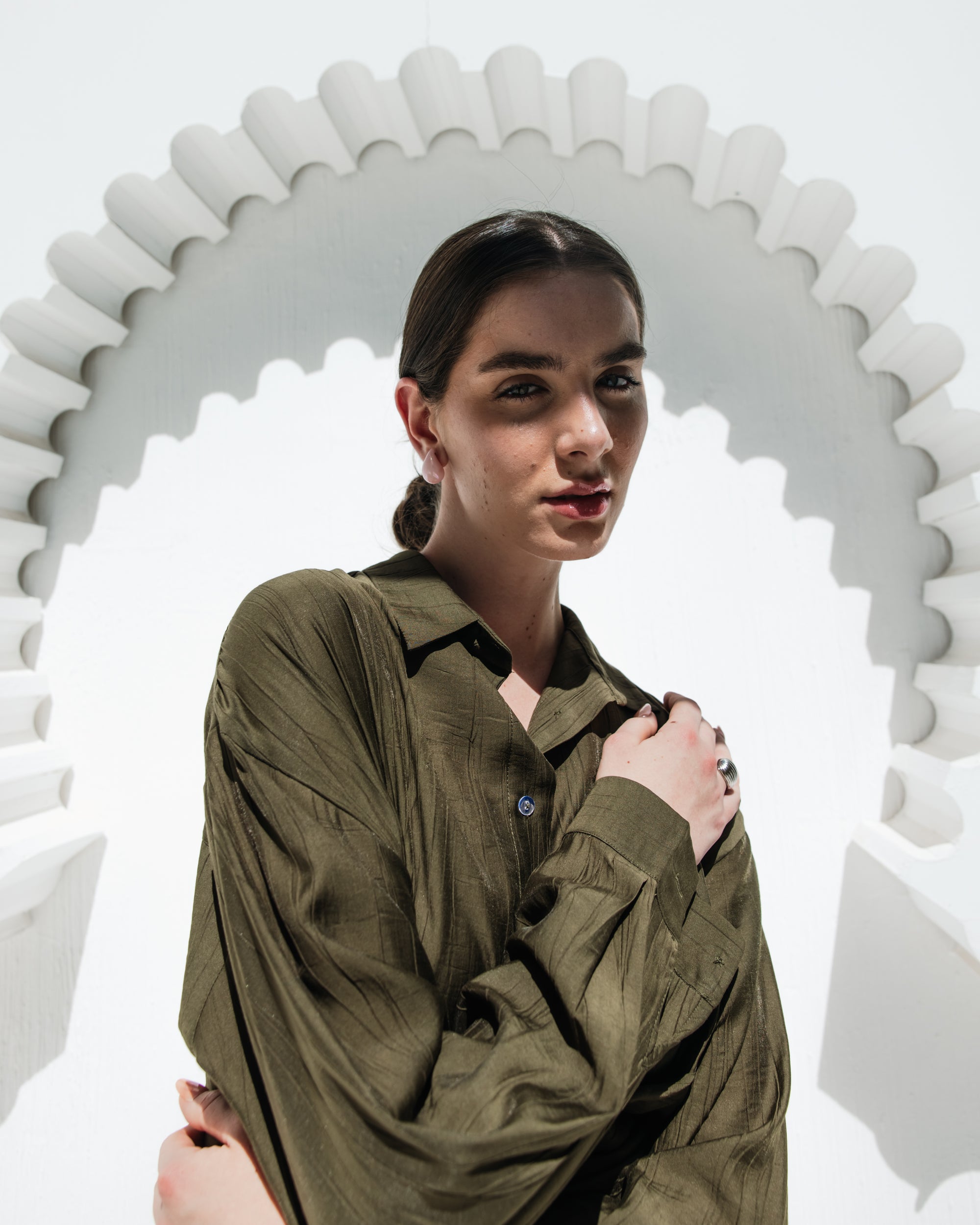 Ray Wrap Shirt in Olive Green