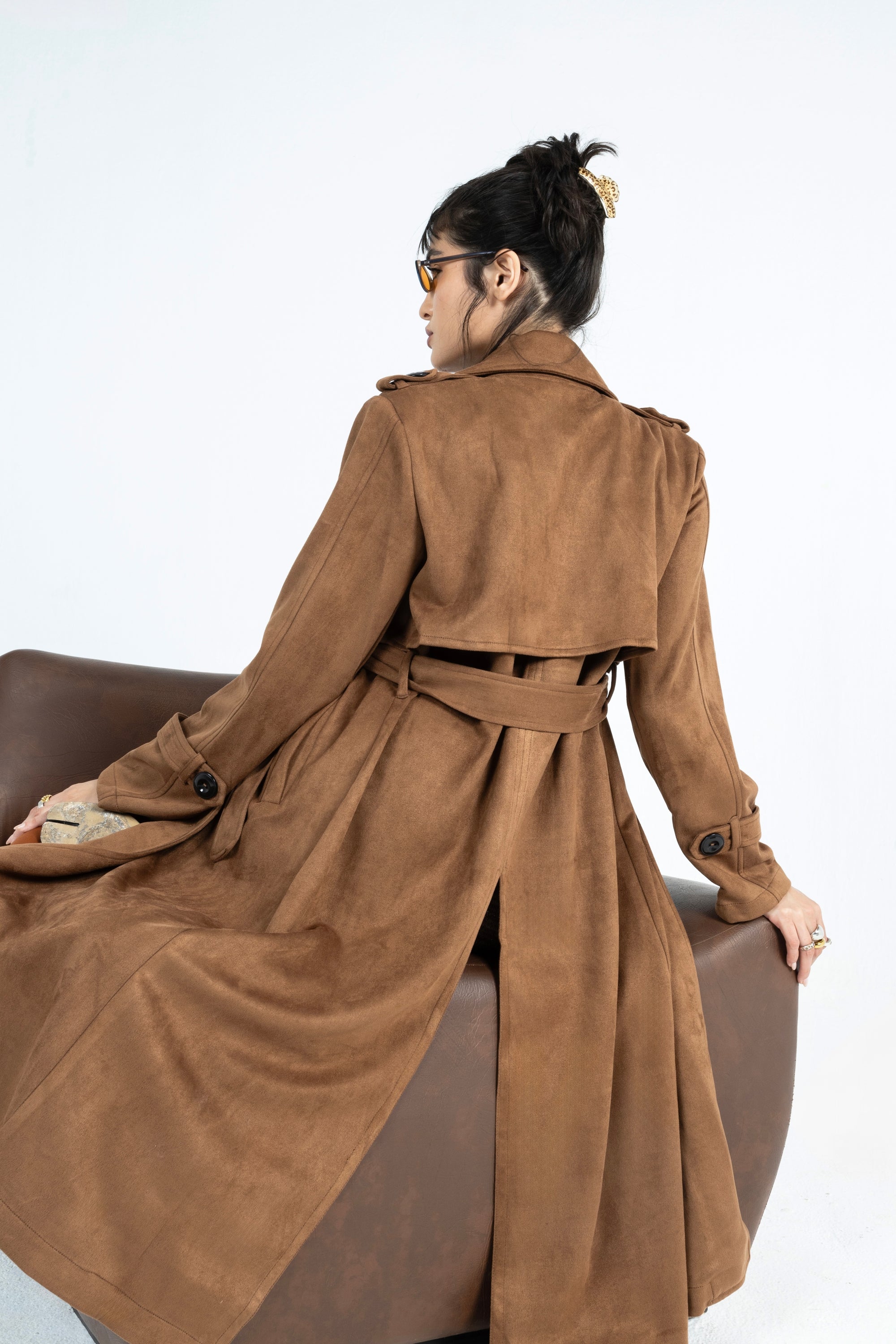 Ash Suede Coat in Brown