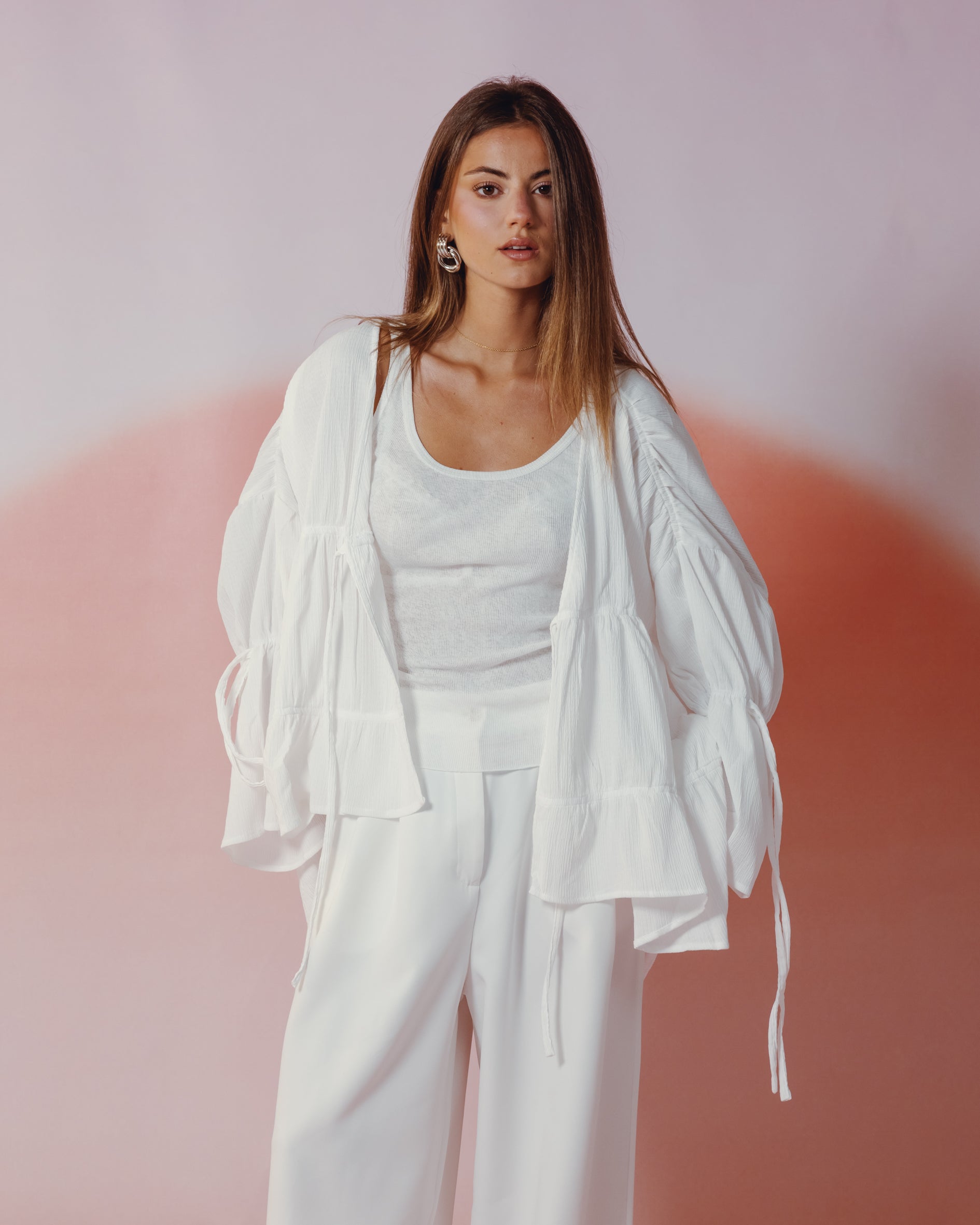 Lilly Duffle Top in White