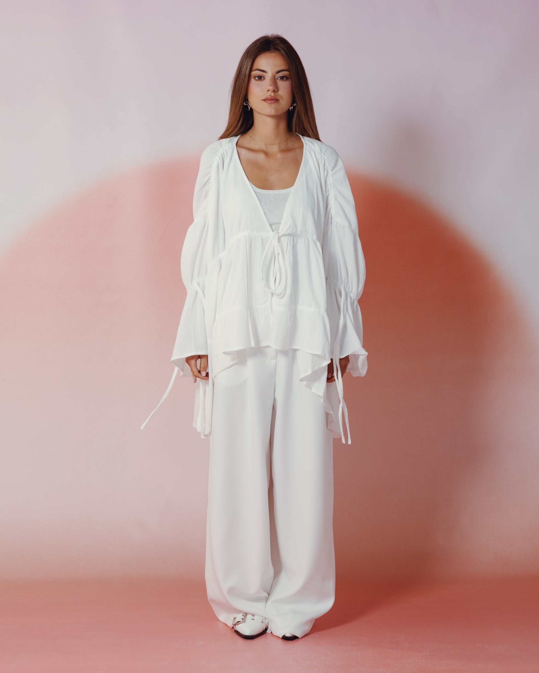 Lilly Duffle Top in White