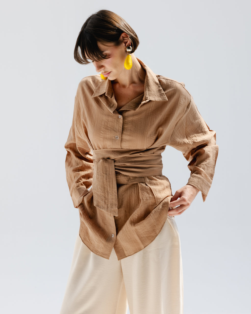 Ray Wrap Shirt in Cafe
