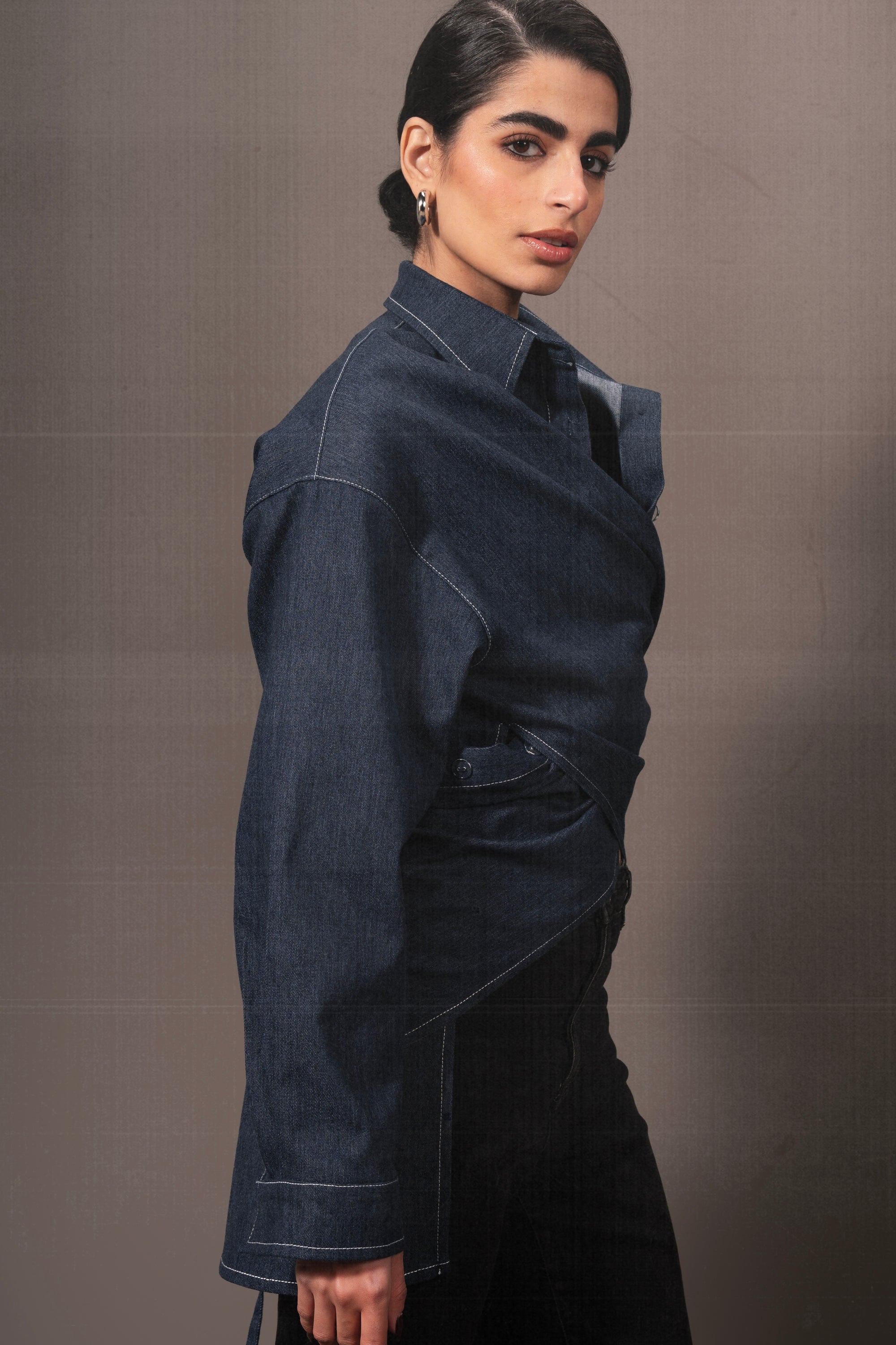 Gusty Denim Cross Shirt in Blue