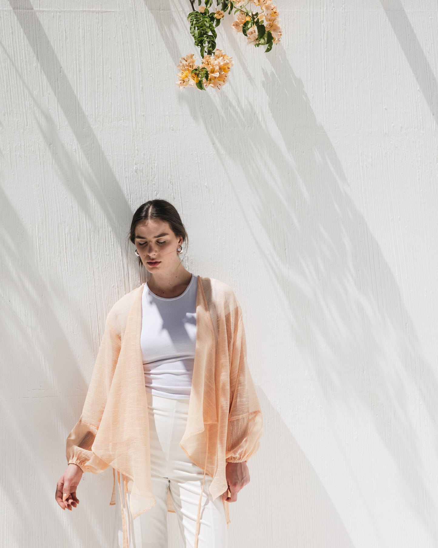 Linen Cross Top in Peach