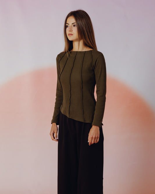 Russet Top in Olive Green