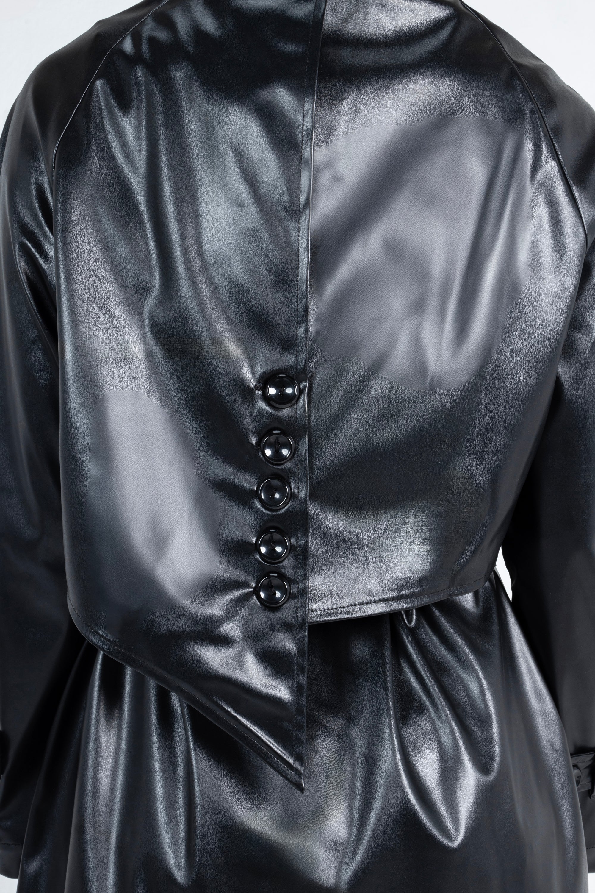 Charcoal Leather Coat in Black