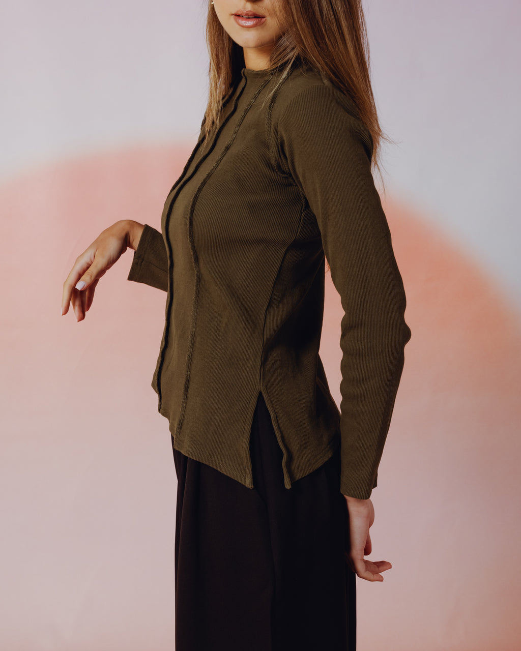 Russet Top in Olive Green