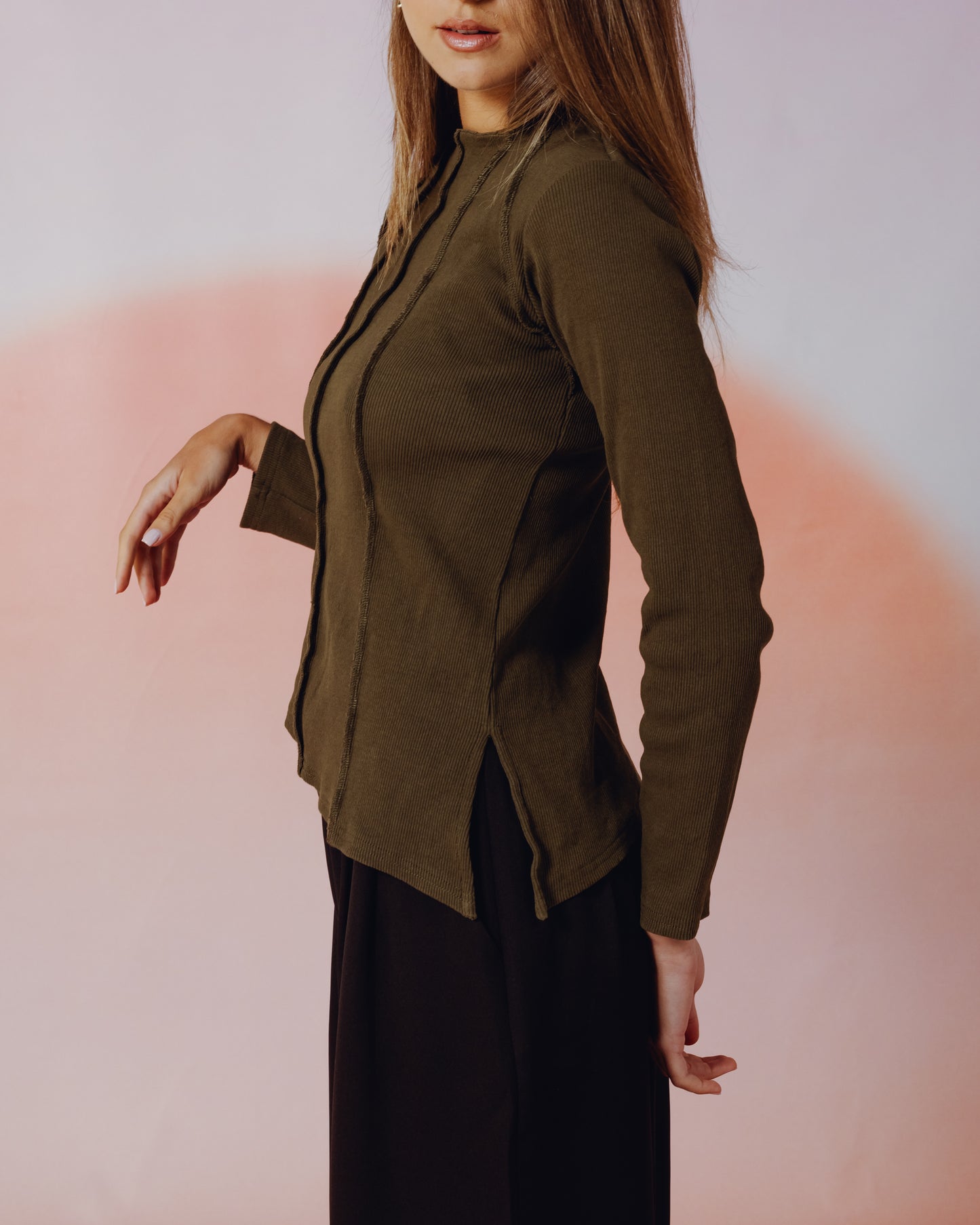 Russet Top in Olive Green