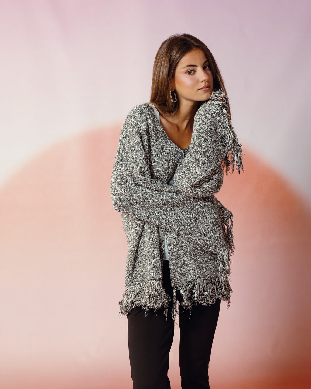 Sunrise Fringes Knit Cardiagn