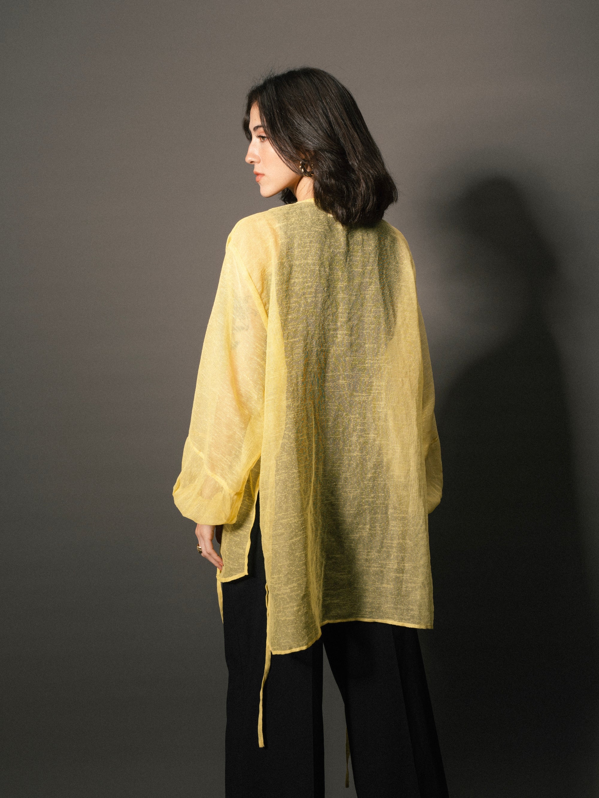 Sunrise Linen Cross Top in Yellow