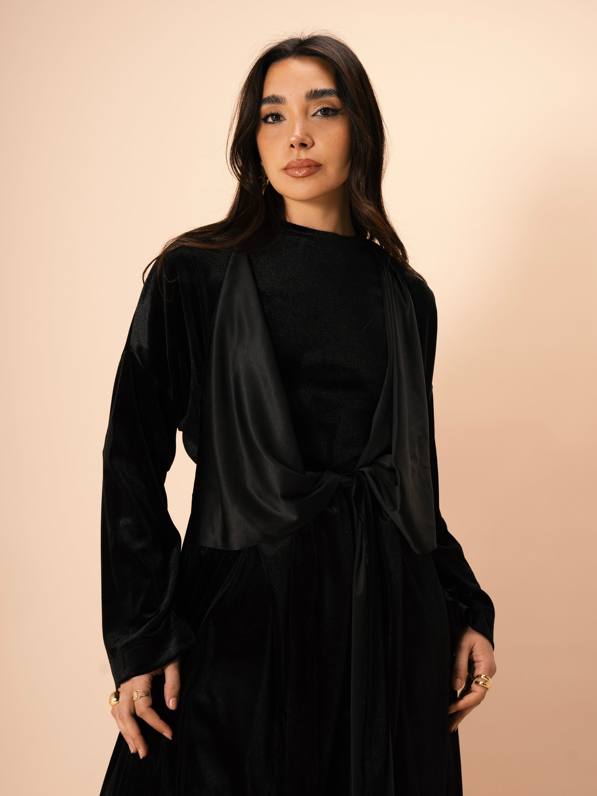 Velvet Kimono in Black