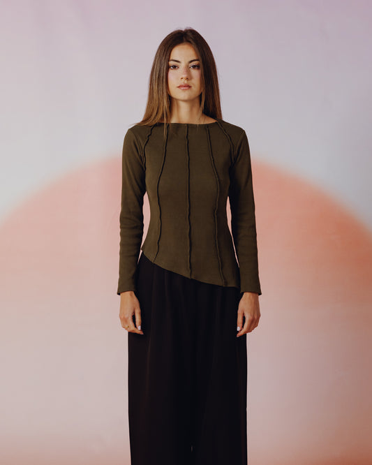 Russet Top in Olive Green
