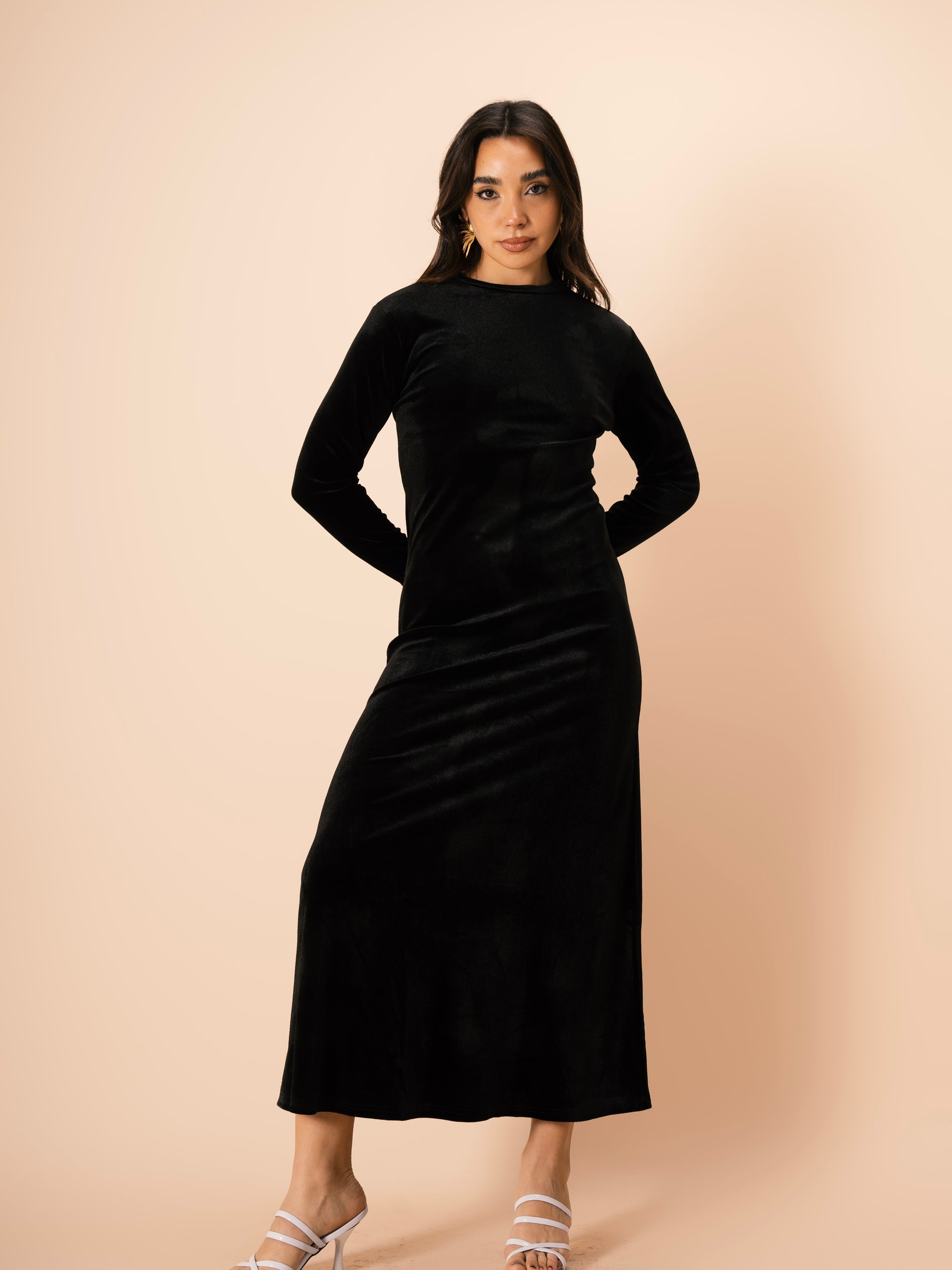 Velvet Basic Dress in Black