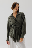 Ray Wrap Shirt in Olive Green